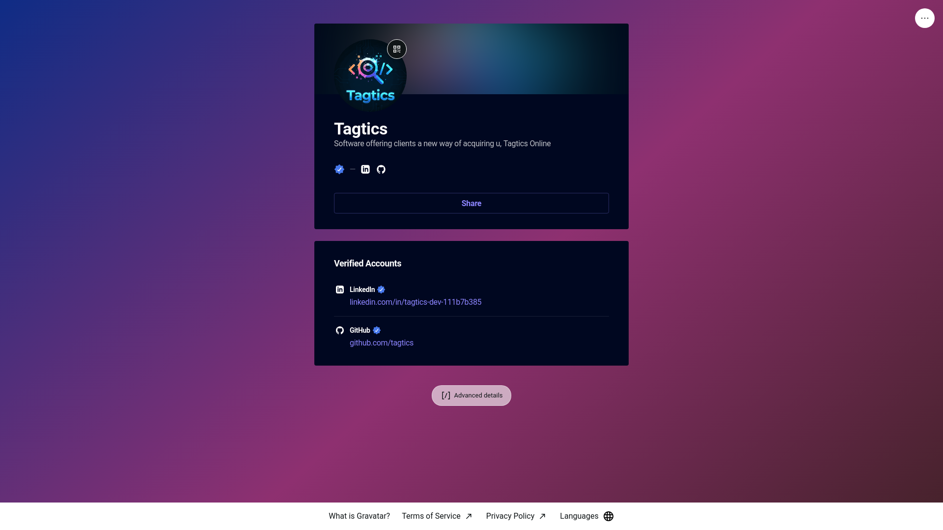 website screenshot of https://tagtics.live/