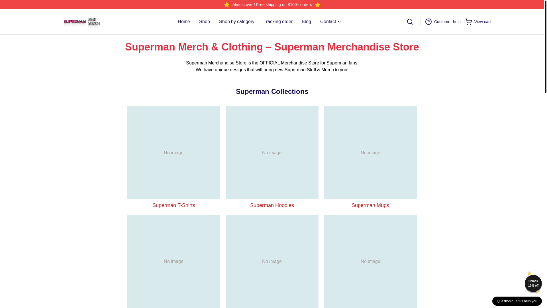 website screenshot of https://supermanmerch.shop/