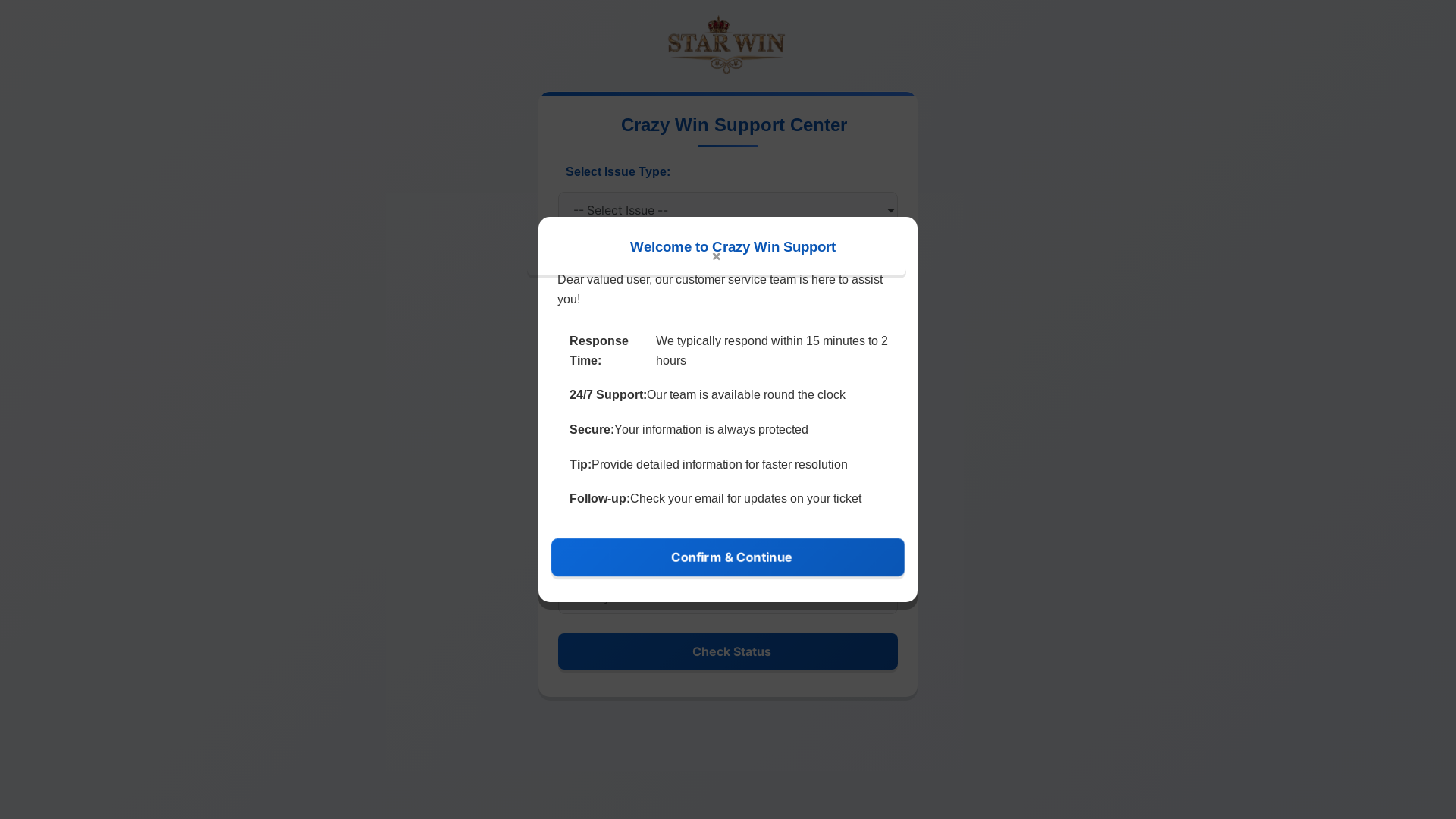 website screenshot of https://starwin01service.com/
