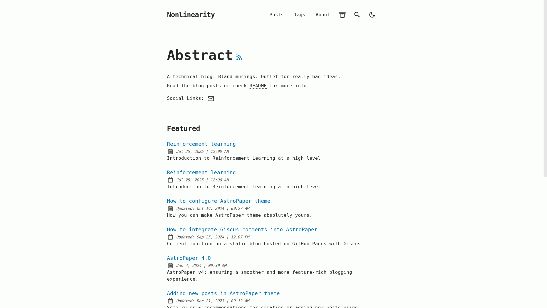 website screenshot of https://nonlinearity.pages.dev/