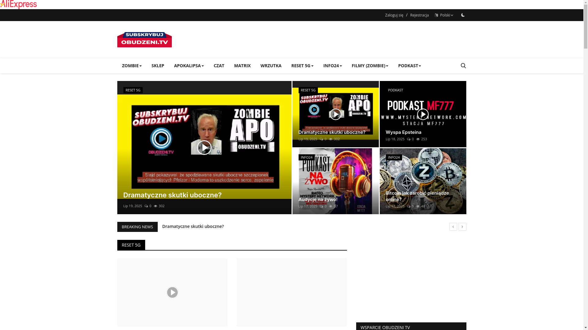 website screenshot of https://obudzeni.tv/