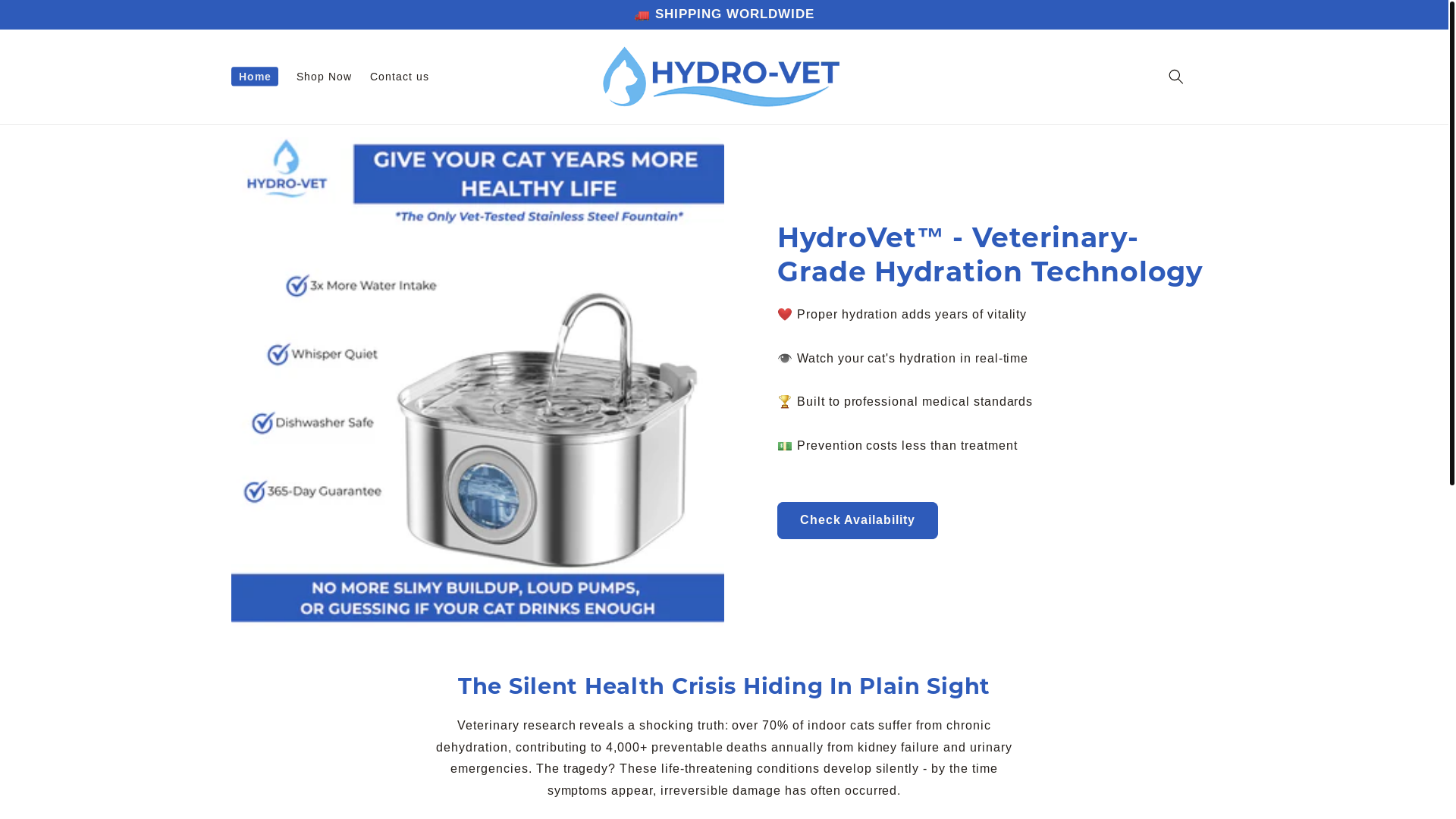 website screenshot of https://tryhydrovet.com/