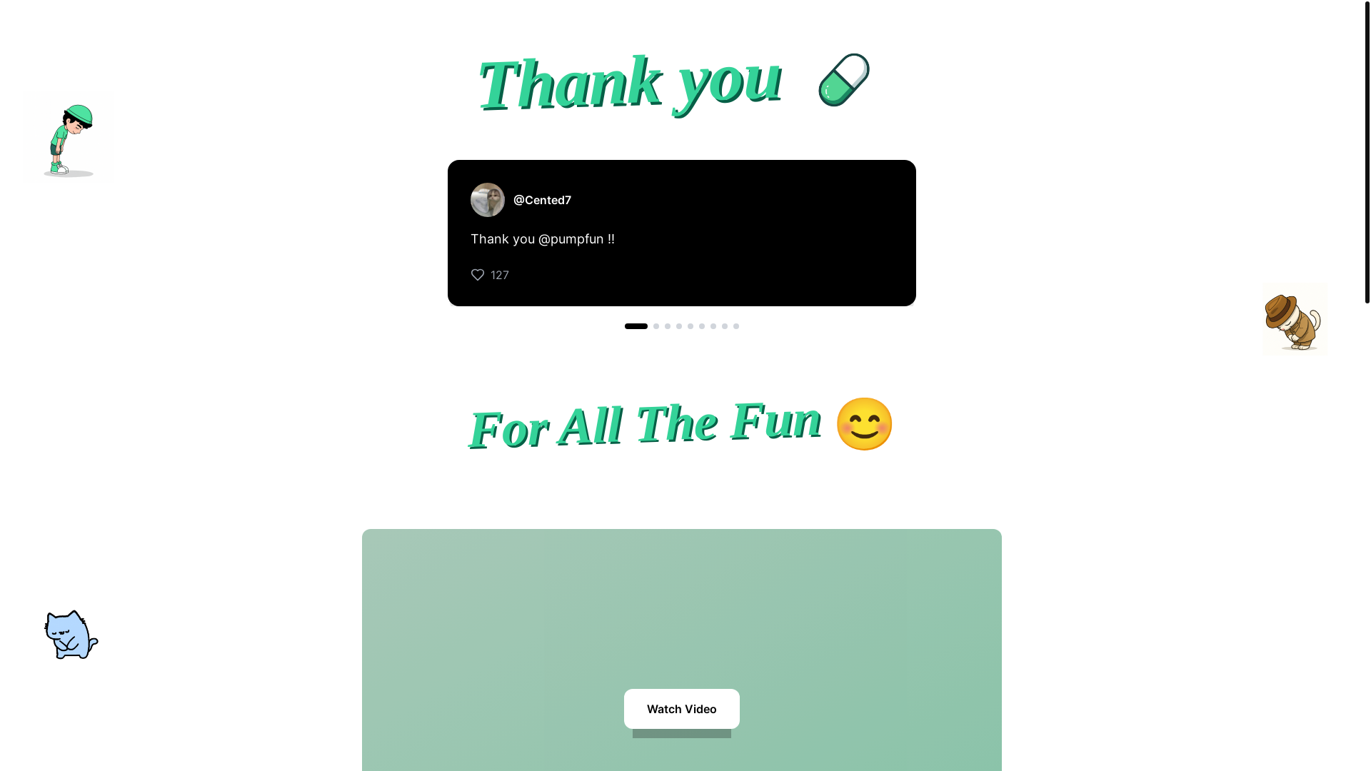 website screenshot of https://thankyoupump.fun/