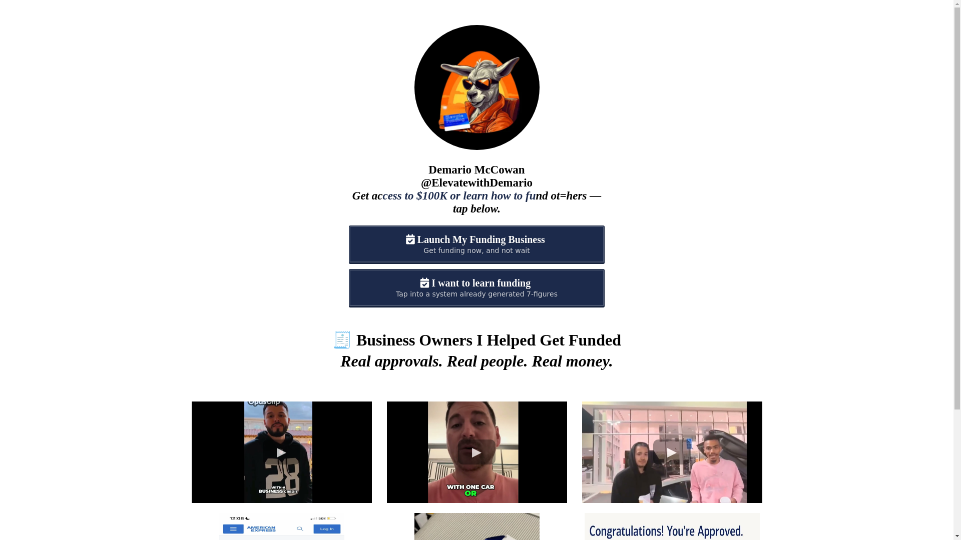 website screenshot of https://elevatewithdemario.com/