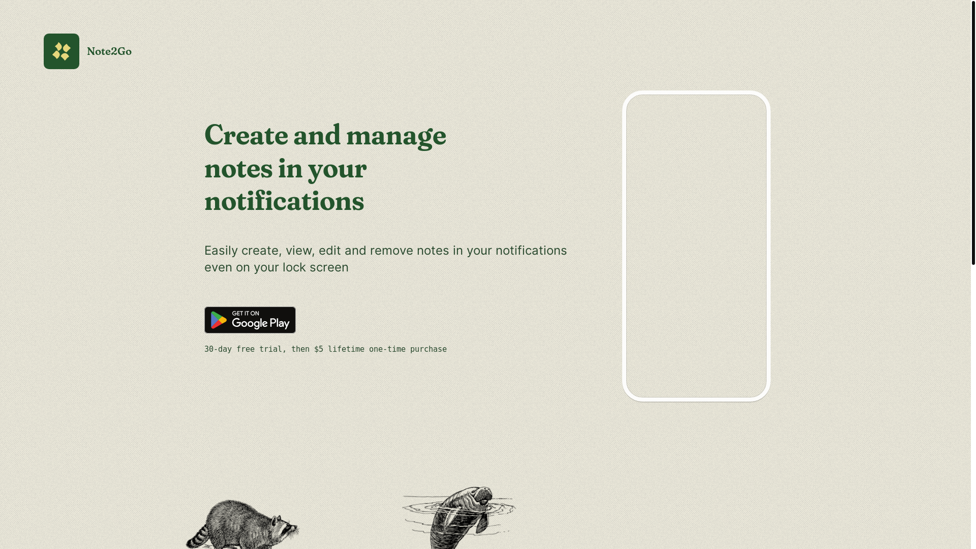 website screenshot of https://note2go-website.pages.dev/