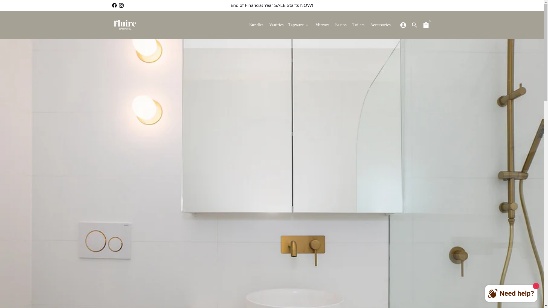 website screenshot of https://fluirebathware.com.au/