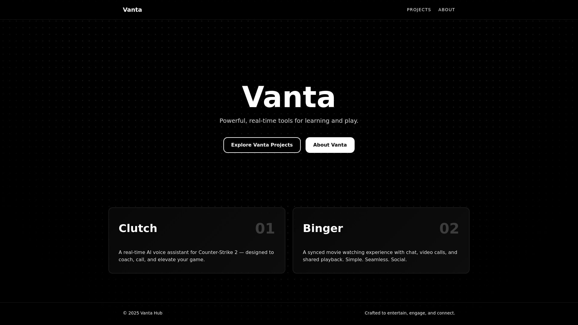 website screenshot of https://vantahub.org/