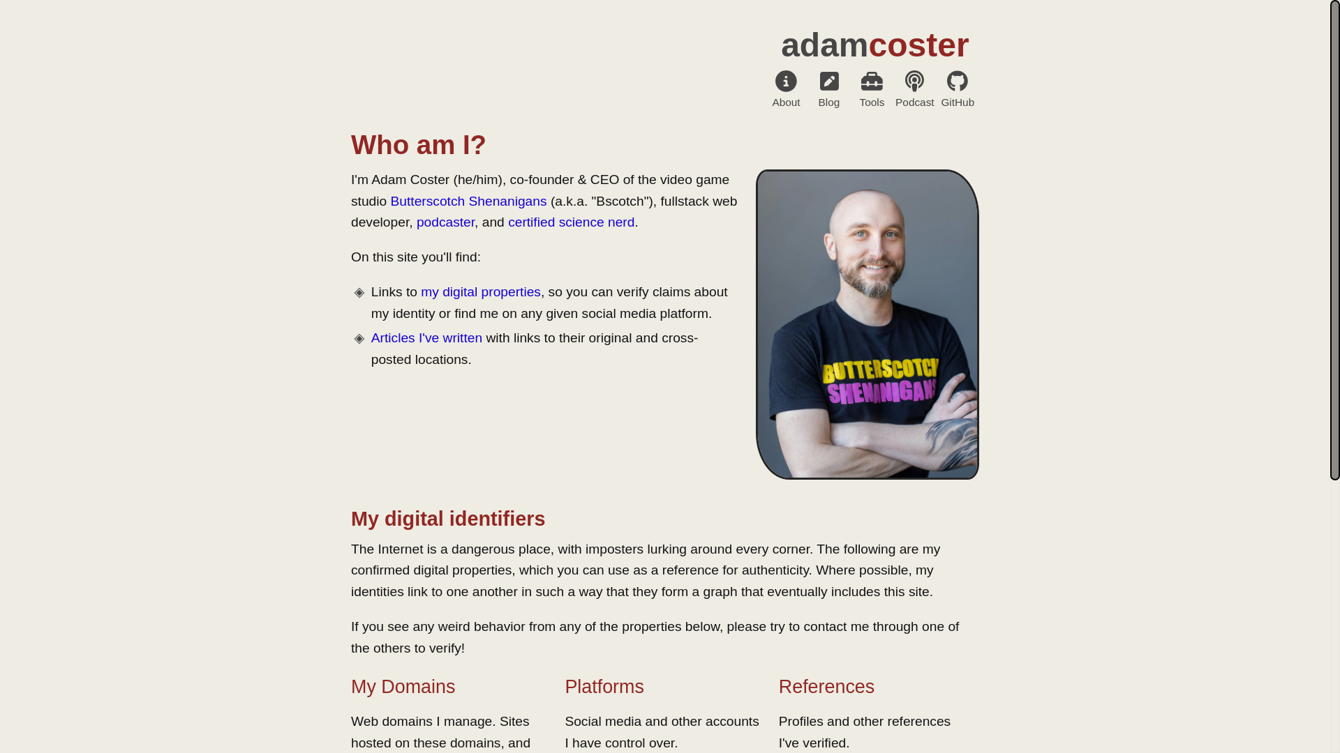 website screenshot of https://adam-coster.pages.dev/