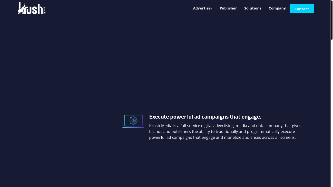 website screenshot of https://krushmedia.com/
