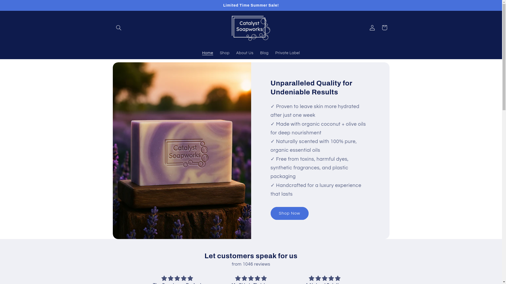 website screenshot of https://catalystsoapworks.shop/