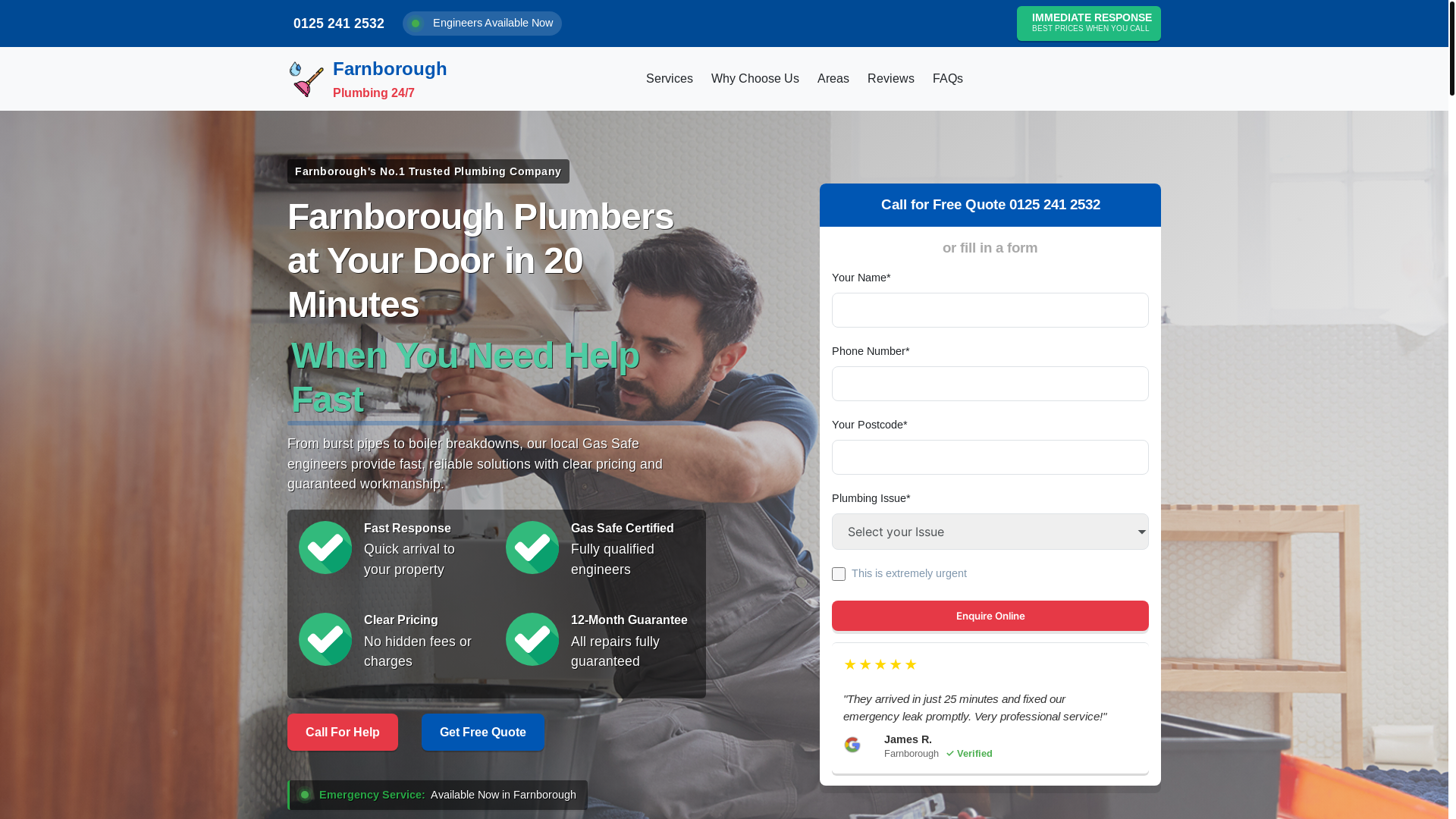 website screenshot of https://farnboroughemergencyplumbing.co.uk/