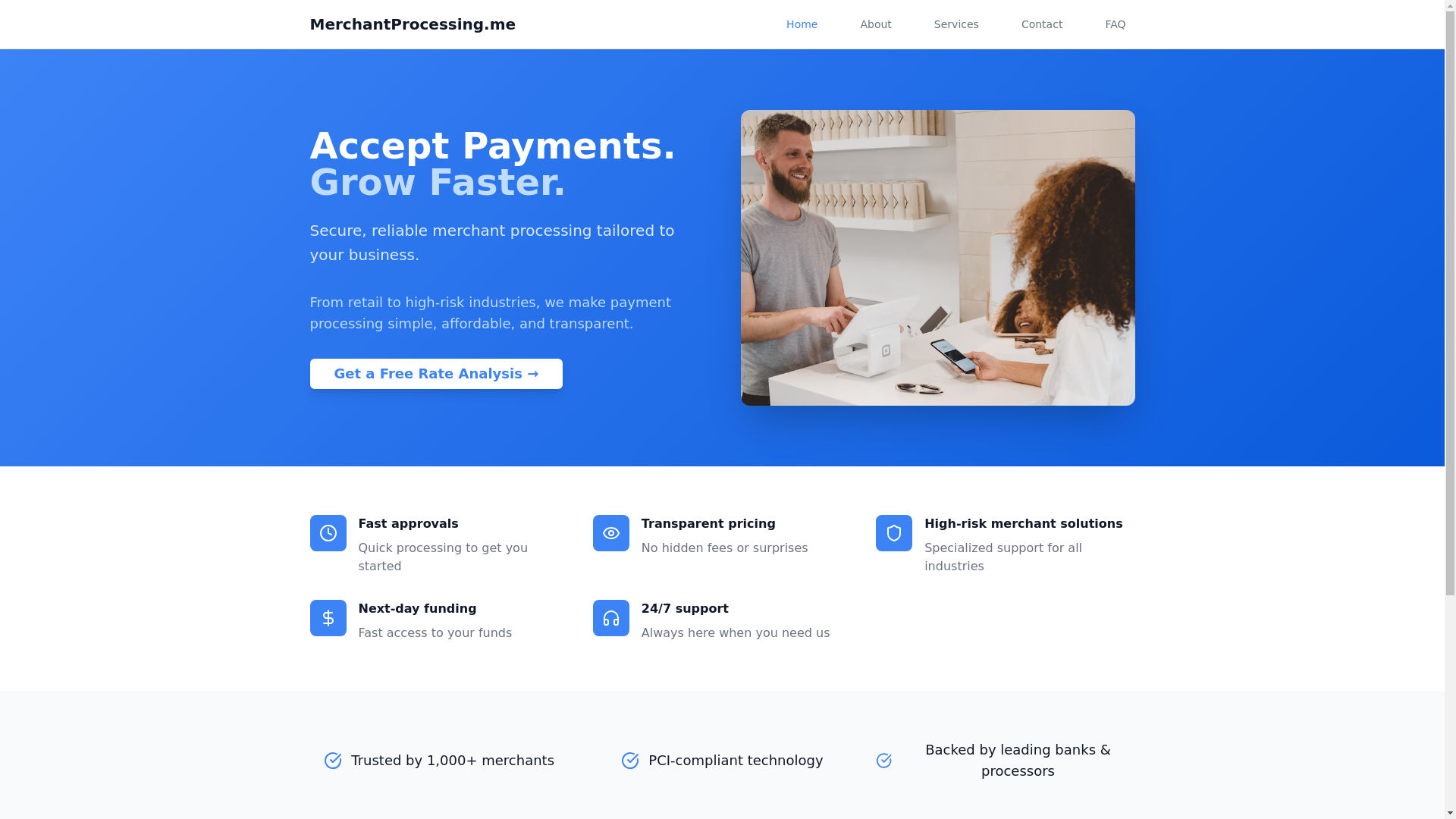 website screenshot of https://merchantprocessing.me/