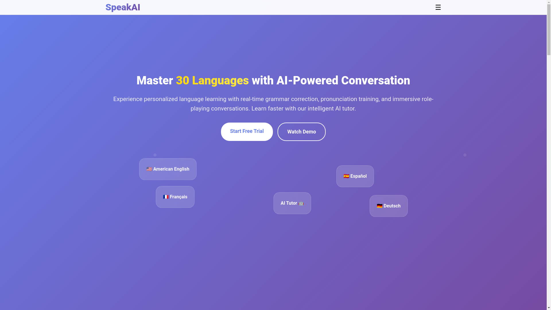 website screenshot of https://speakaime.pages.dev/