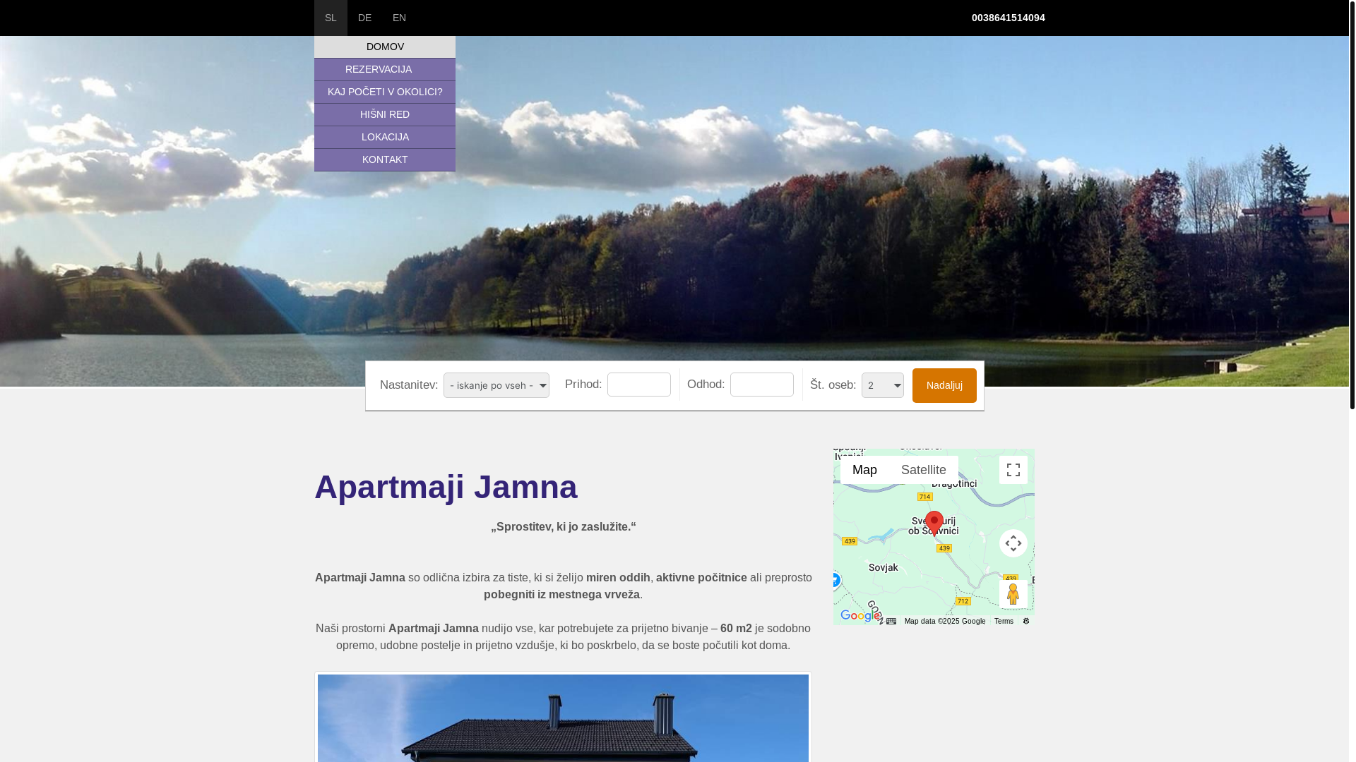 website screenshot of https://apartmajijamna.si/
