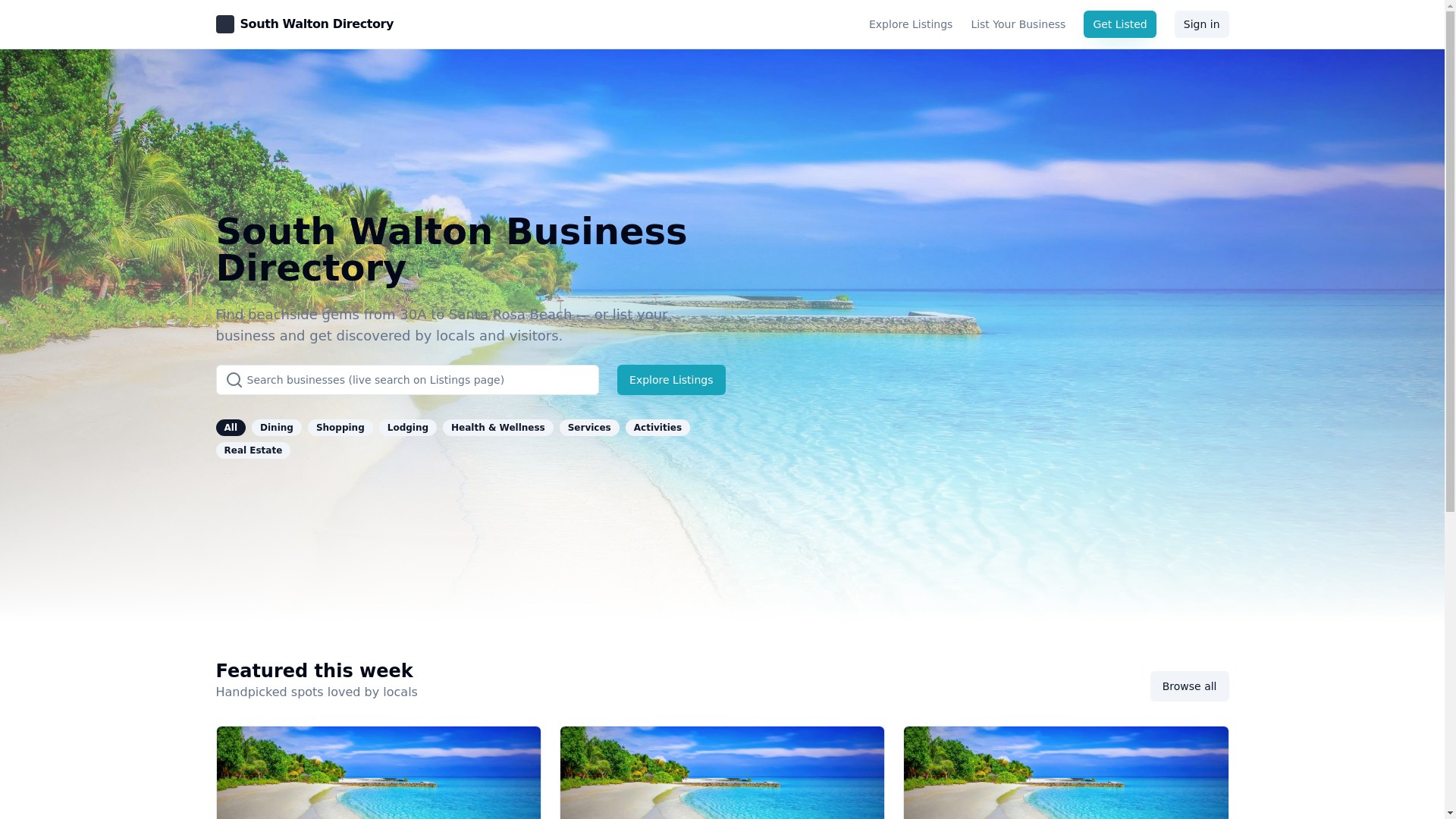 website screenshot of https://southwaltonbusinessdirectory.com/