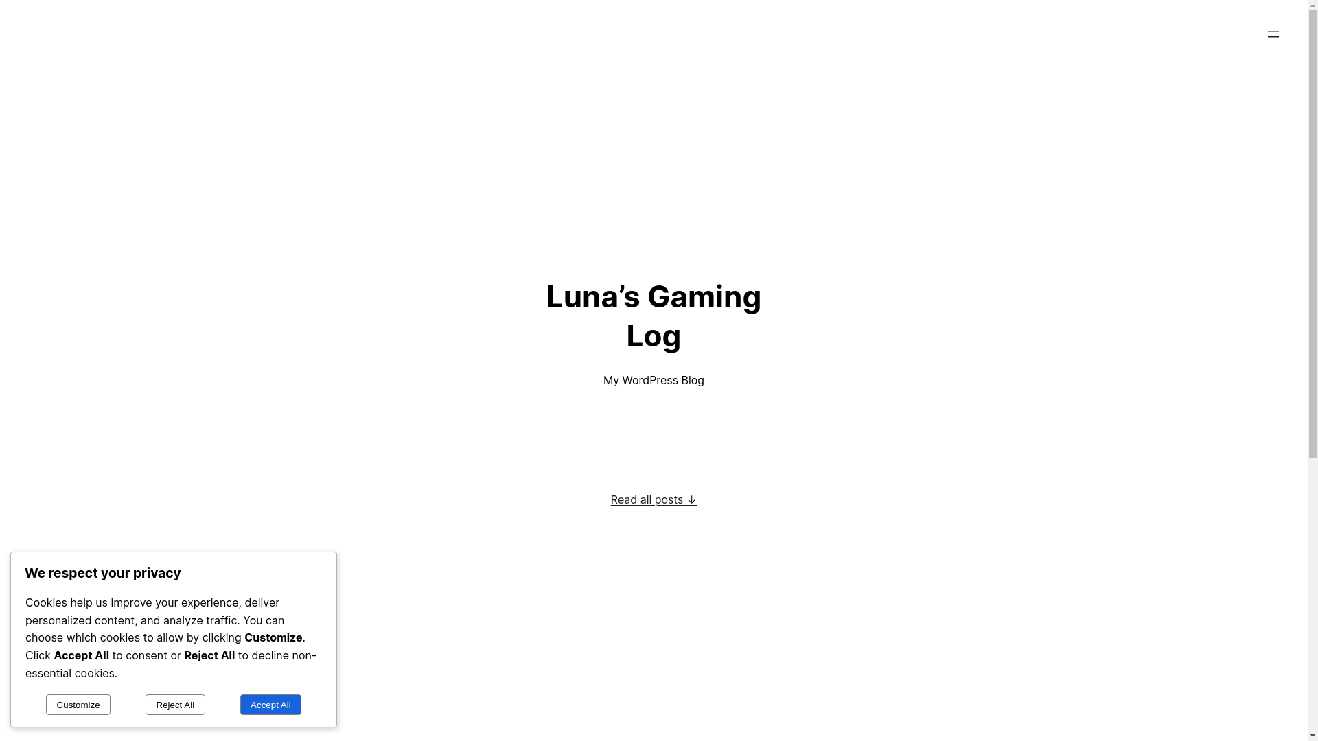 website screenshot of https://lunasgaminglog.com/