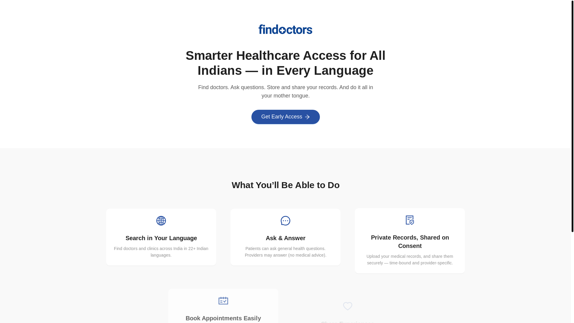 website screenshot of https://findoctors-landing.pages.dev/