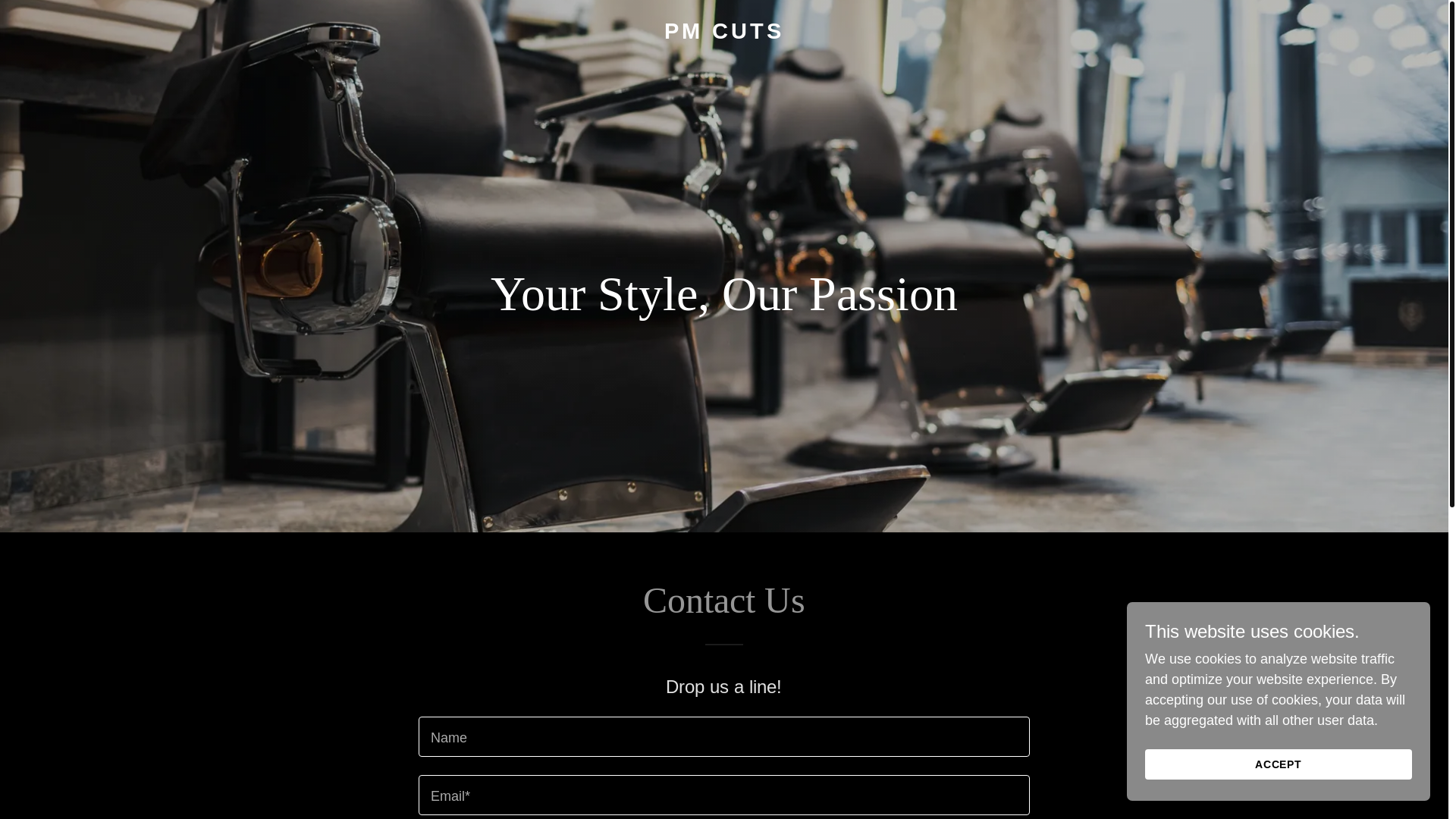 website screenshot of https://pmcuts.com/