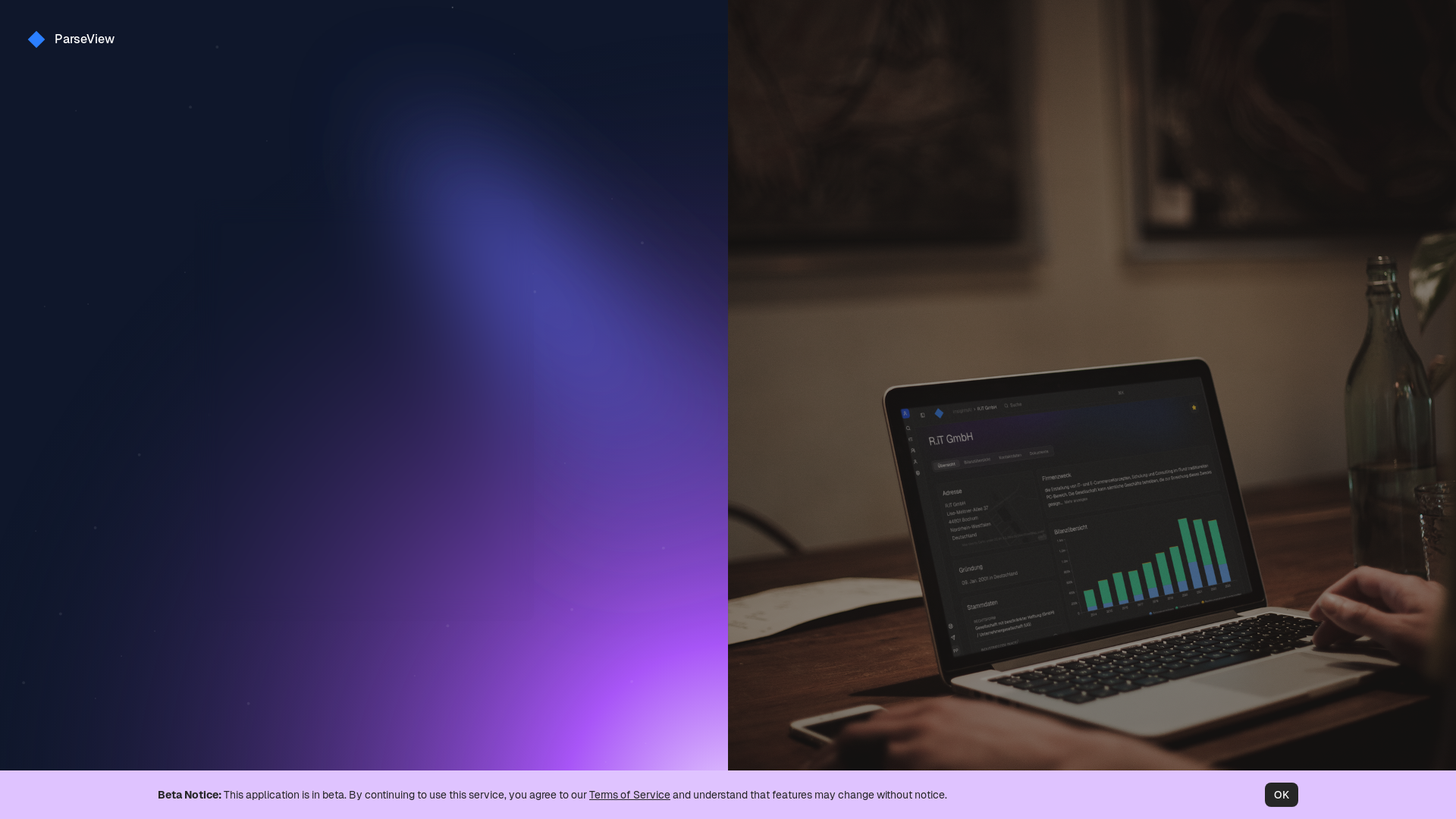 website screenshot of https://parseview.de/