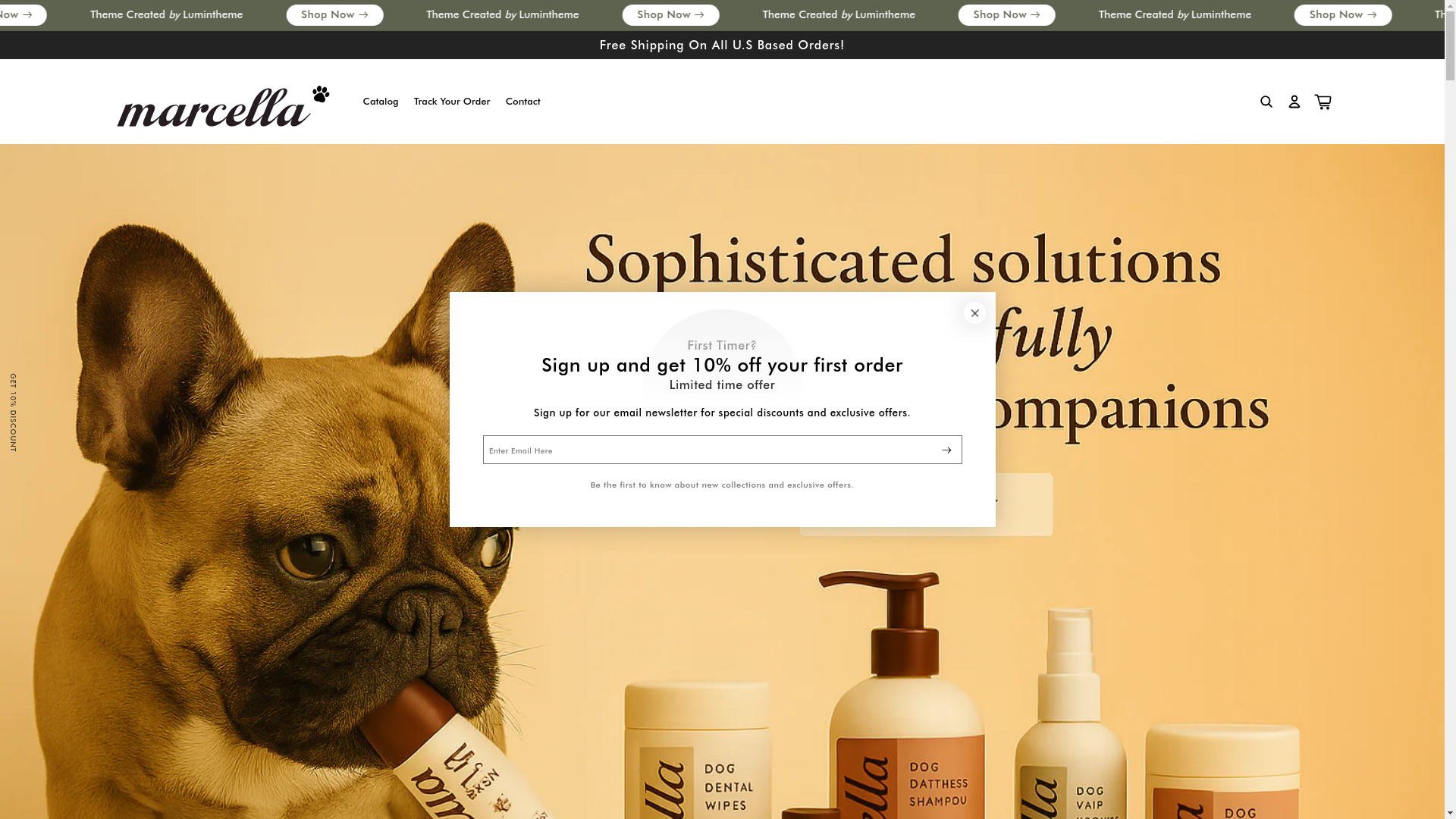 website screenshot of https://marcelladogcare.com/