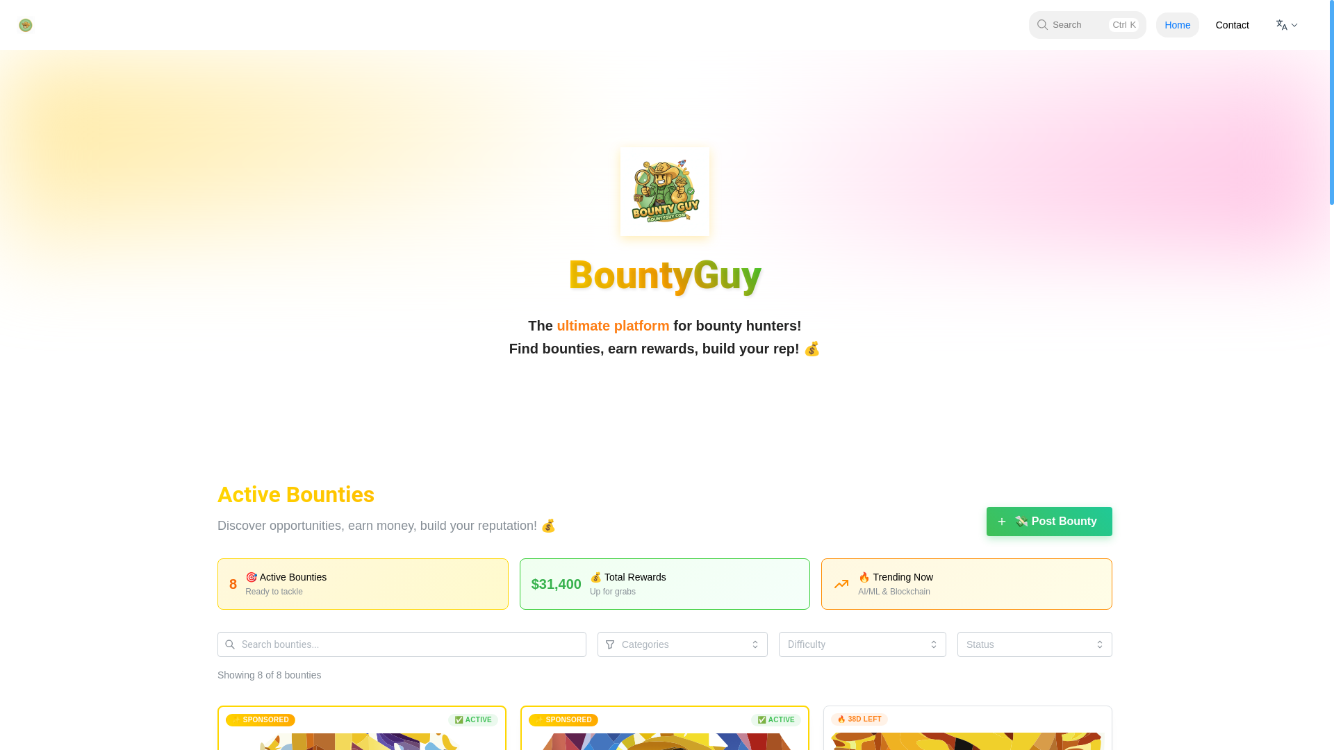 website screenshot of https://bountyguy.com/