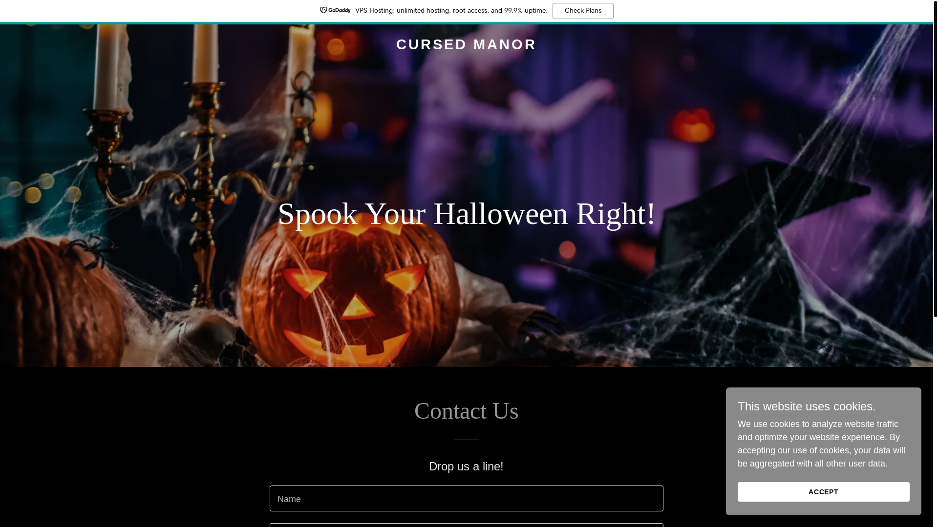 website screenshot of https://cursedmanor.com/