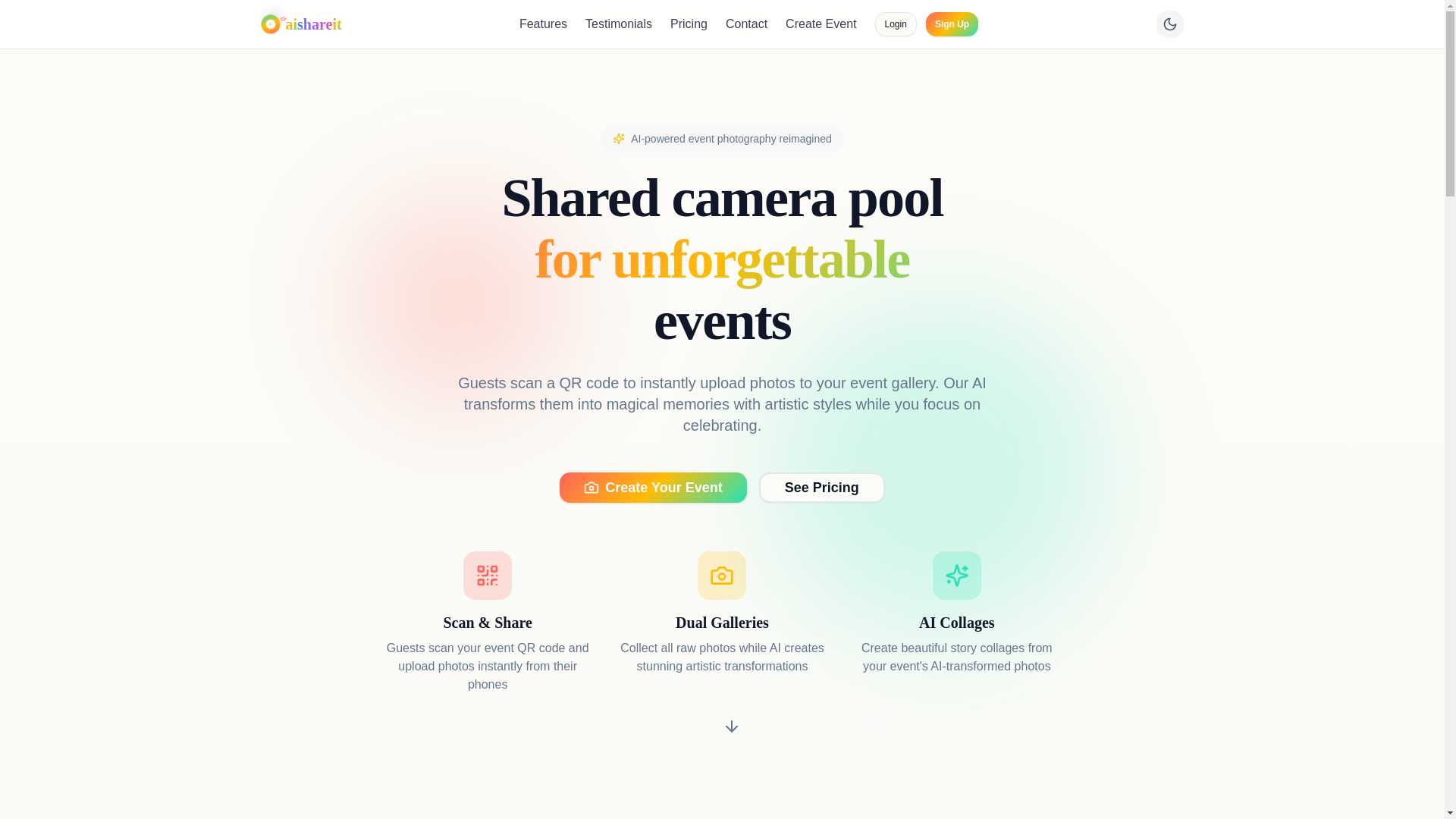 website screenshot of https://aishare.it/