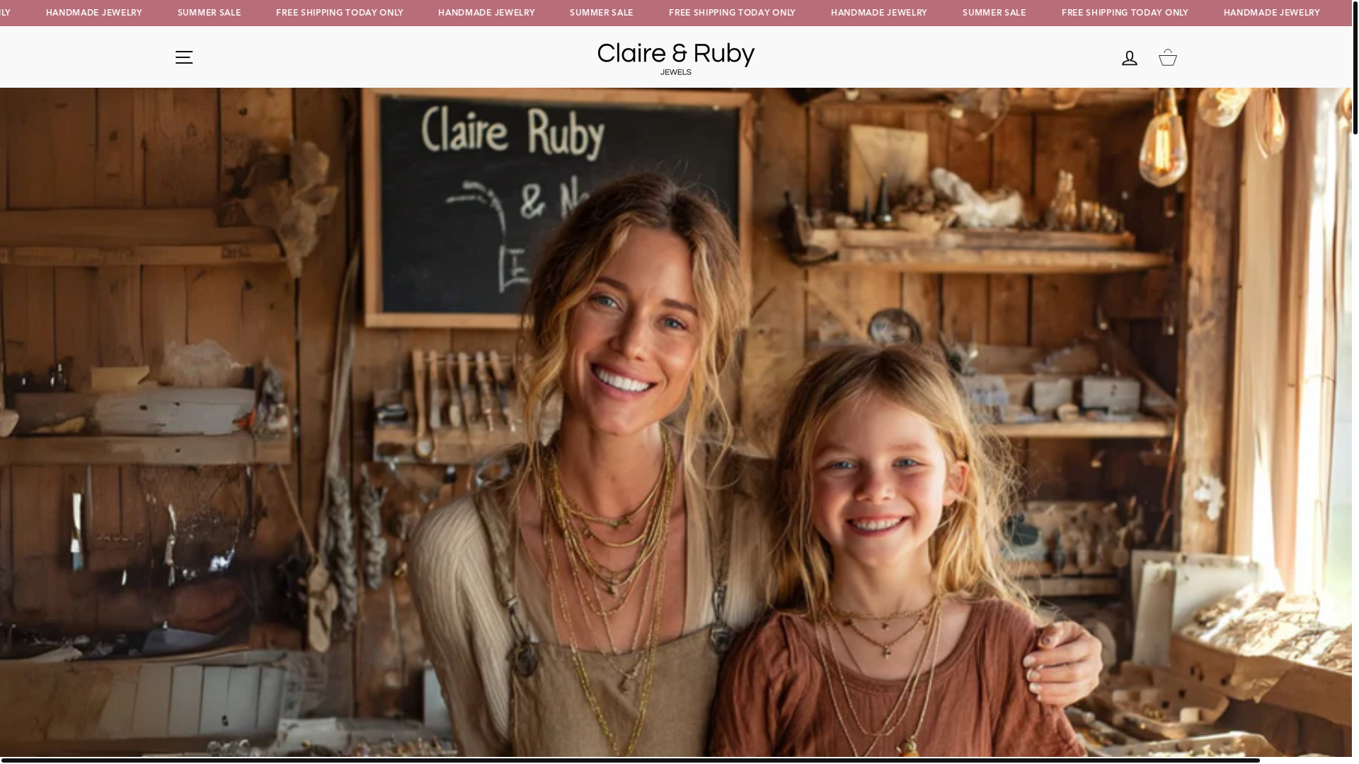 website screenshot of https://clairerubyjewellery.com/