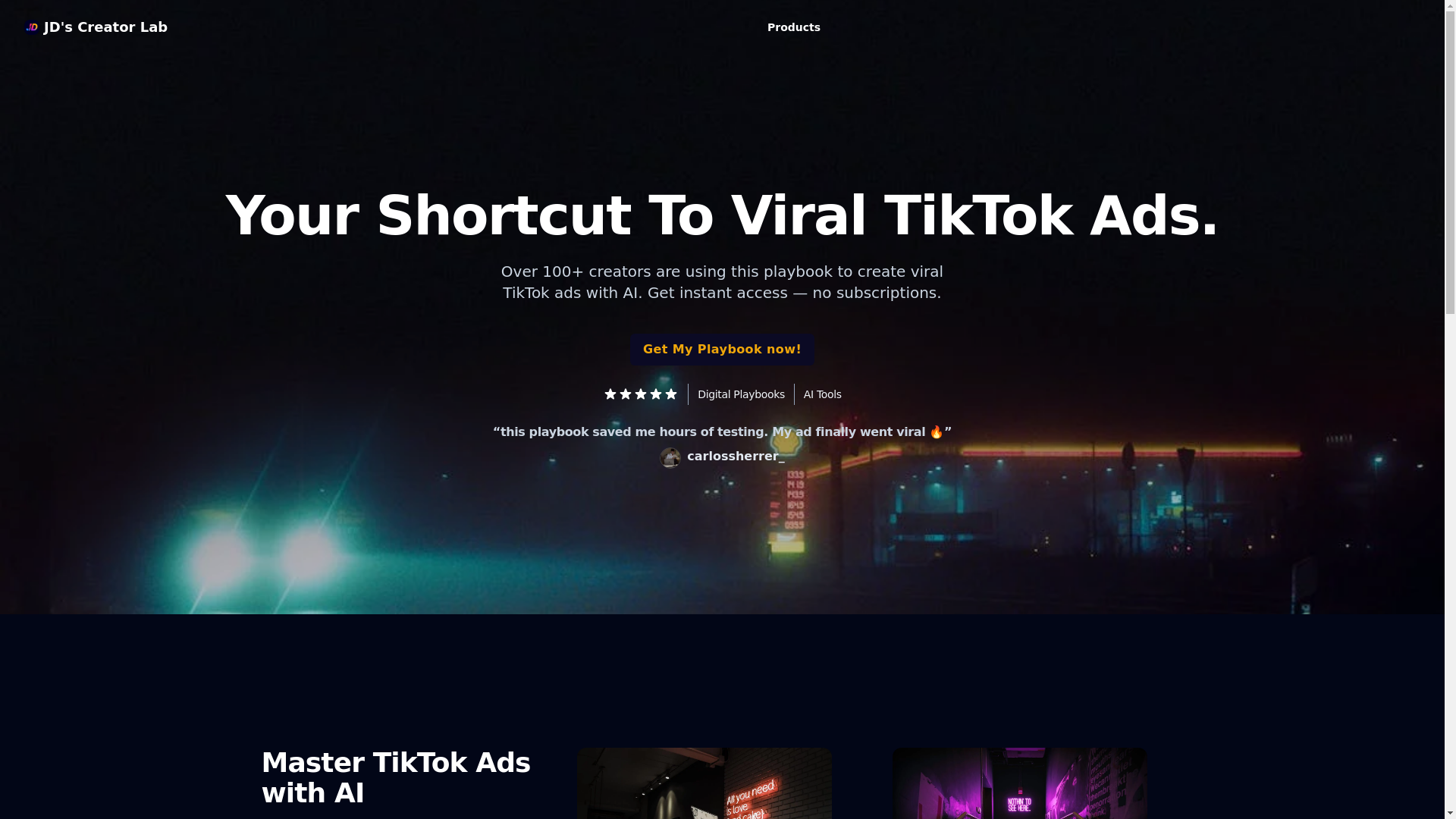 website screenshot of https://jdscreatorlab.com/