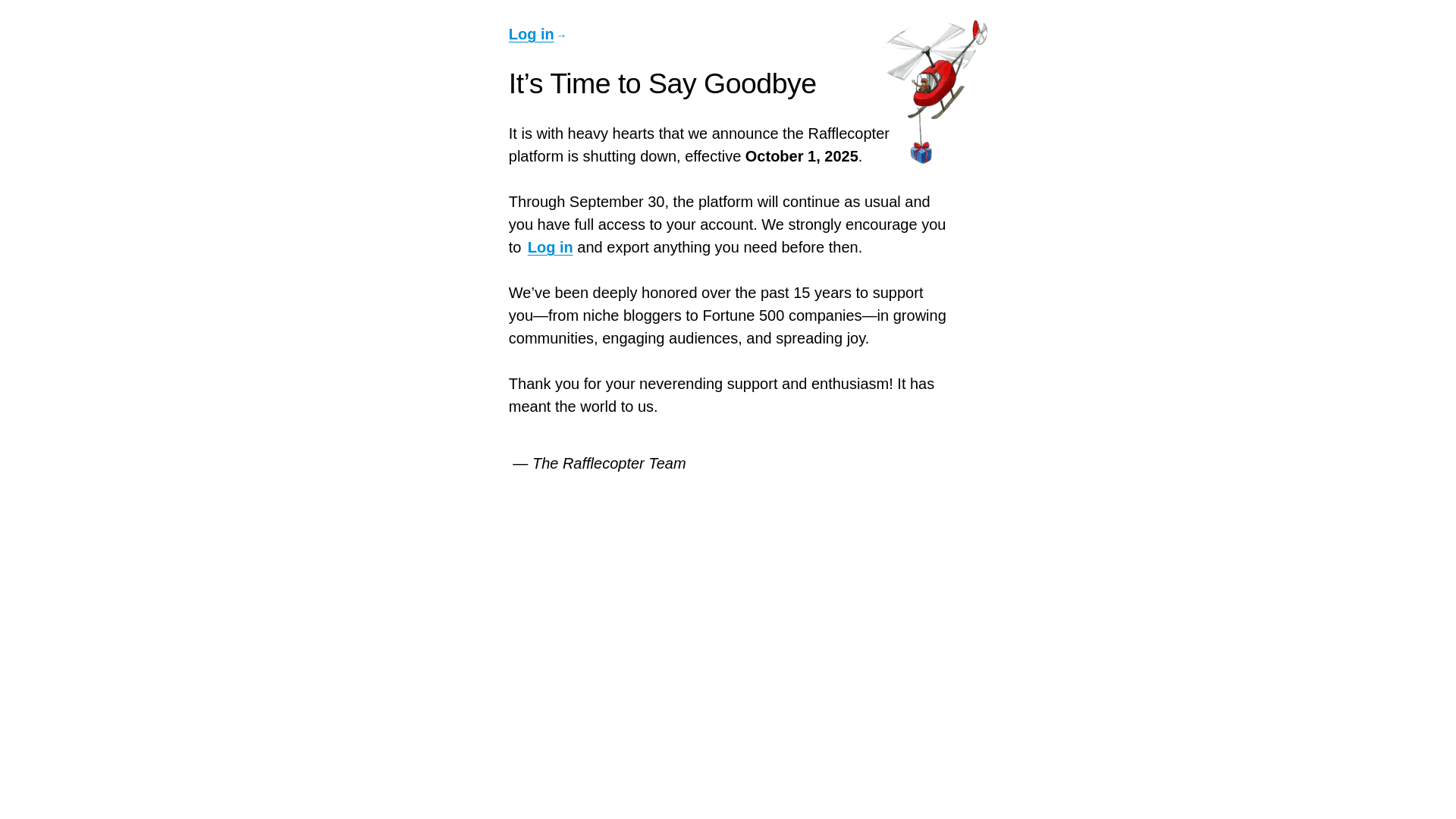 website screenshot of https://rafflecopter.pages.dev/