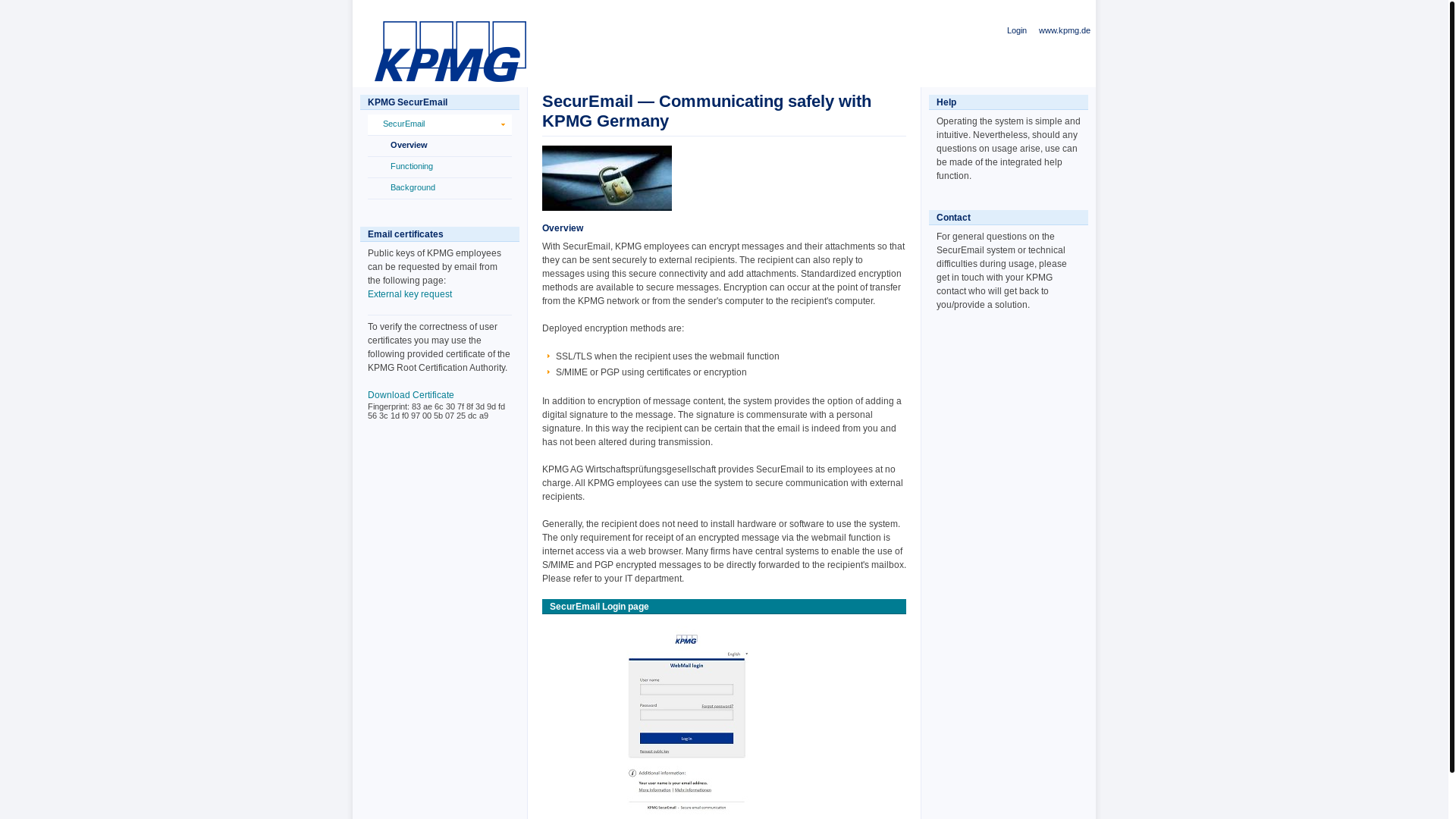 website screenshot of https://www.kpmg.de/securemail/html/info_EN.html