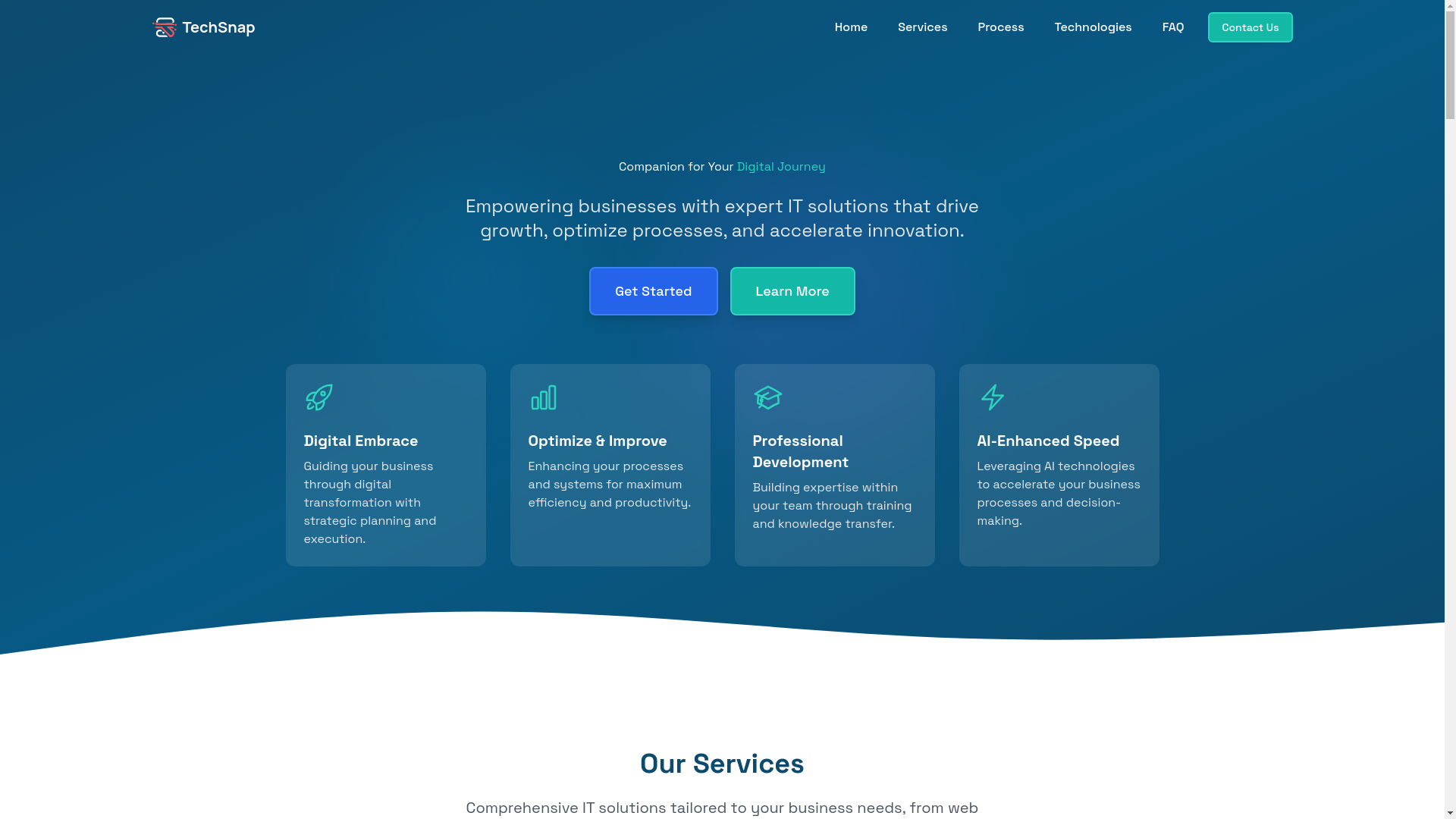 website screenshot of https://techsnap.eu/