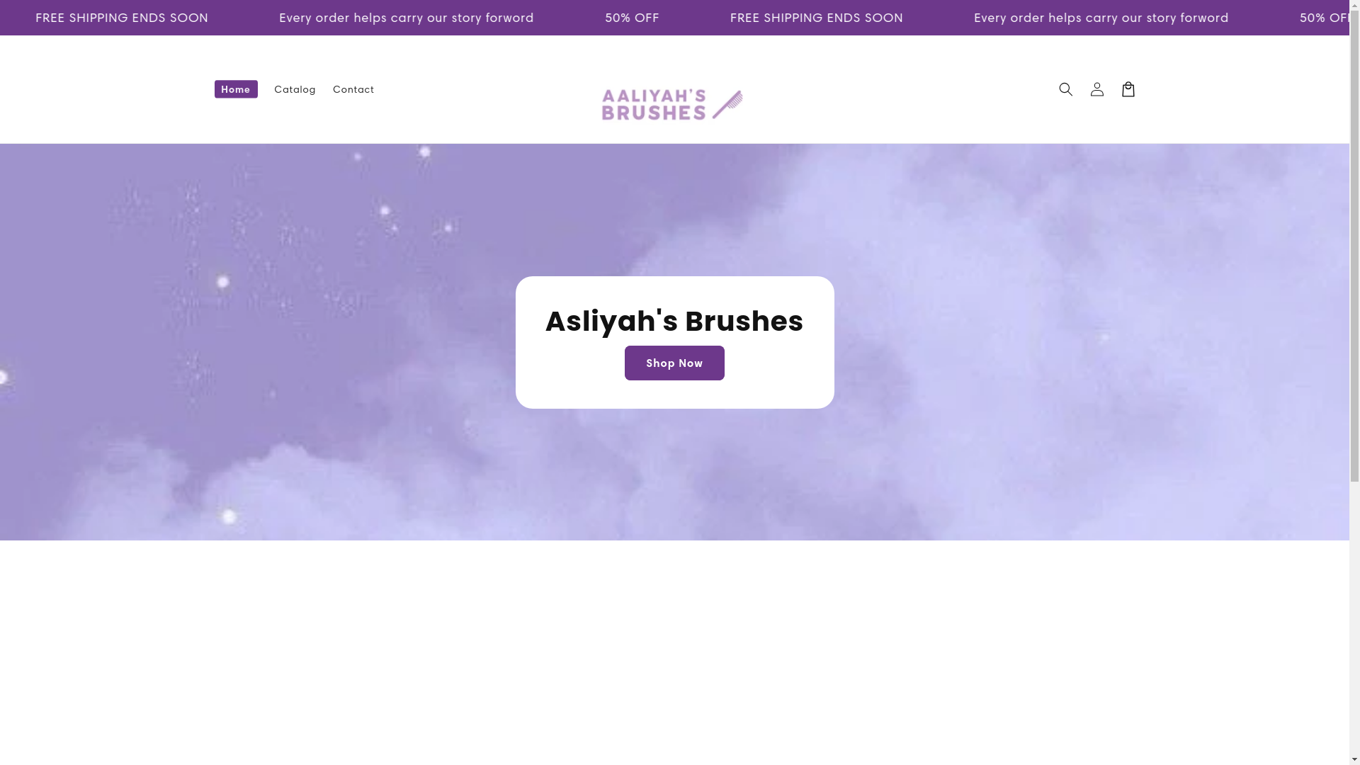 website screenshot of https://aaliyahsbrushes.store/