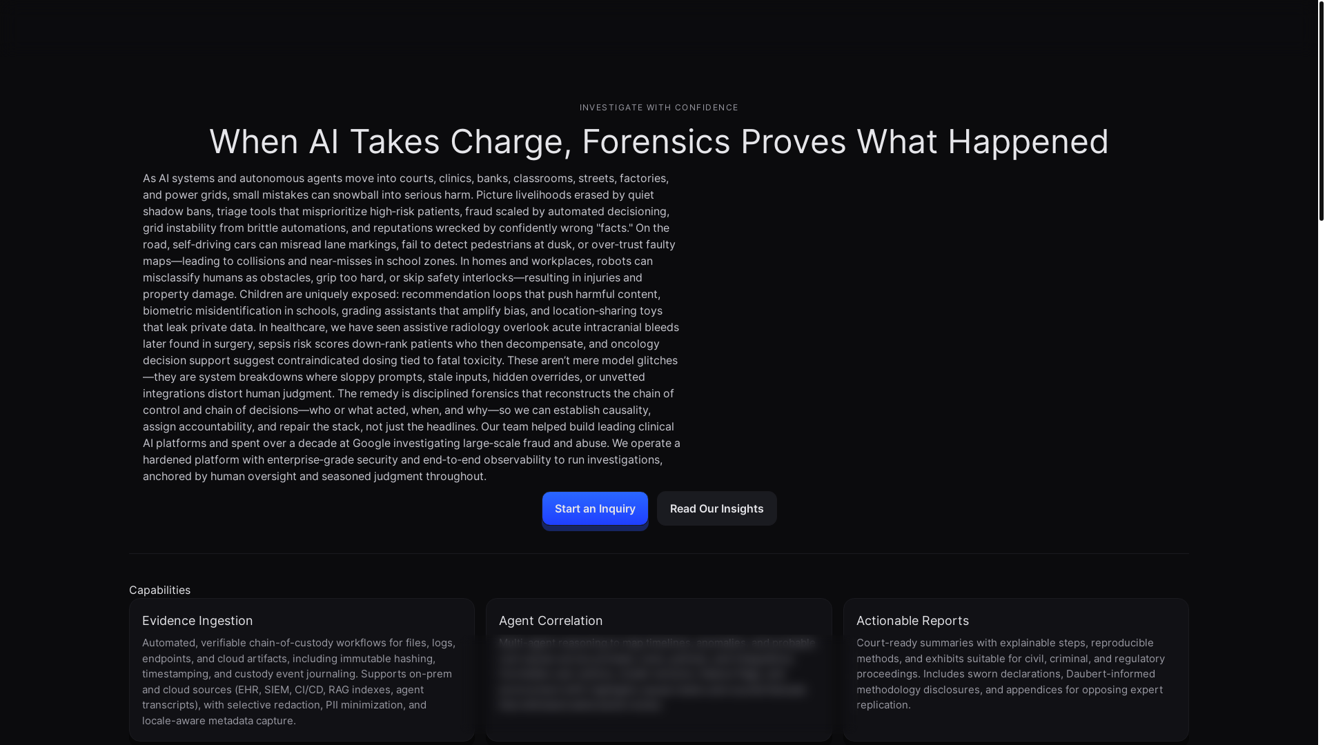 website screenshot of https://aiforensicagents.com/