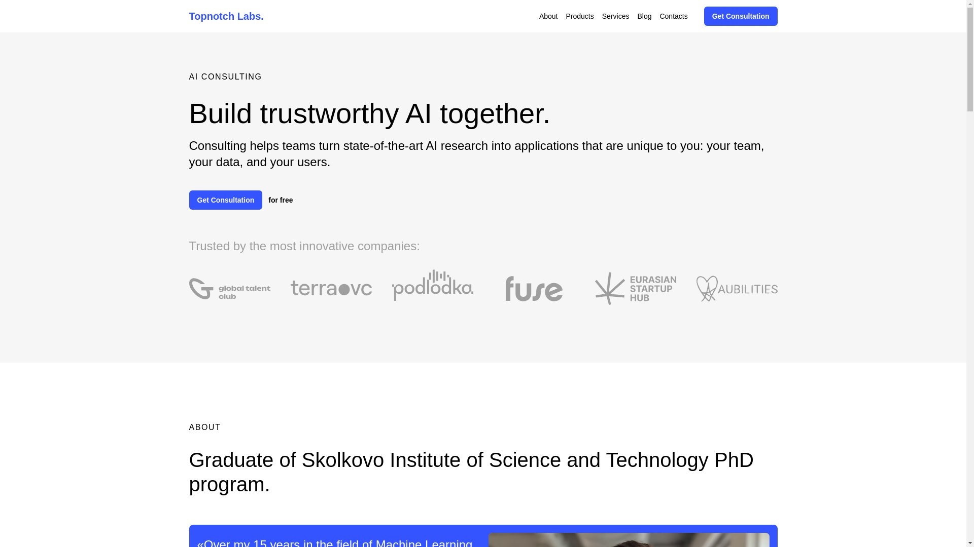 website screenshot of https://topnotchlabs.uk/