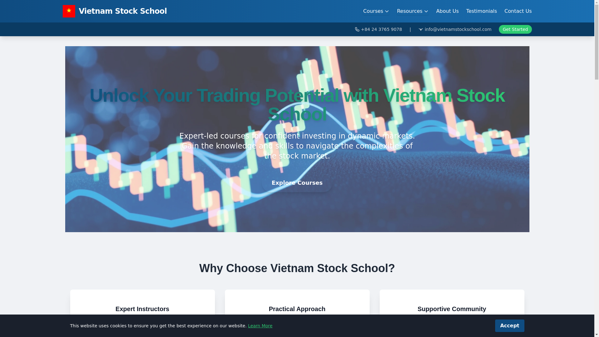 website screenshot of https://vietnamstockschool.com/