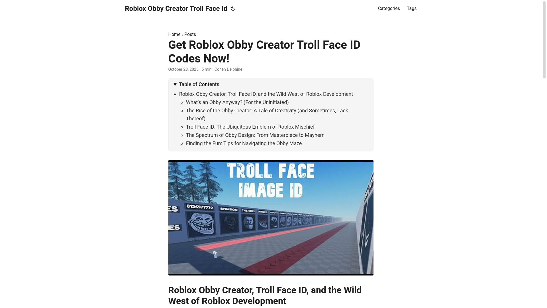 website screenshot of https://roblox-obby-creator-troll-face-id.pages.dev/