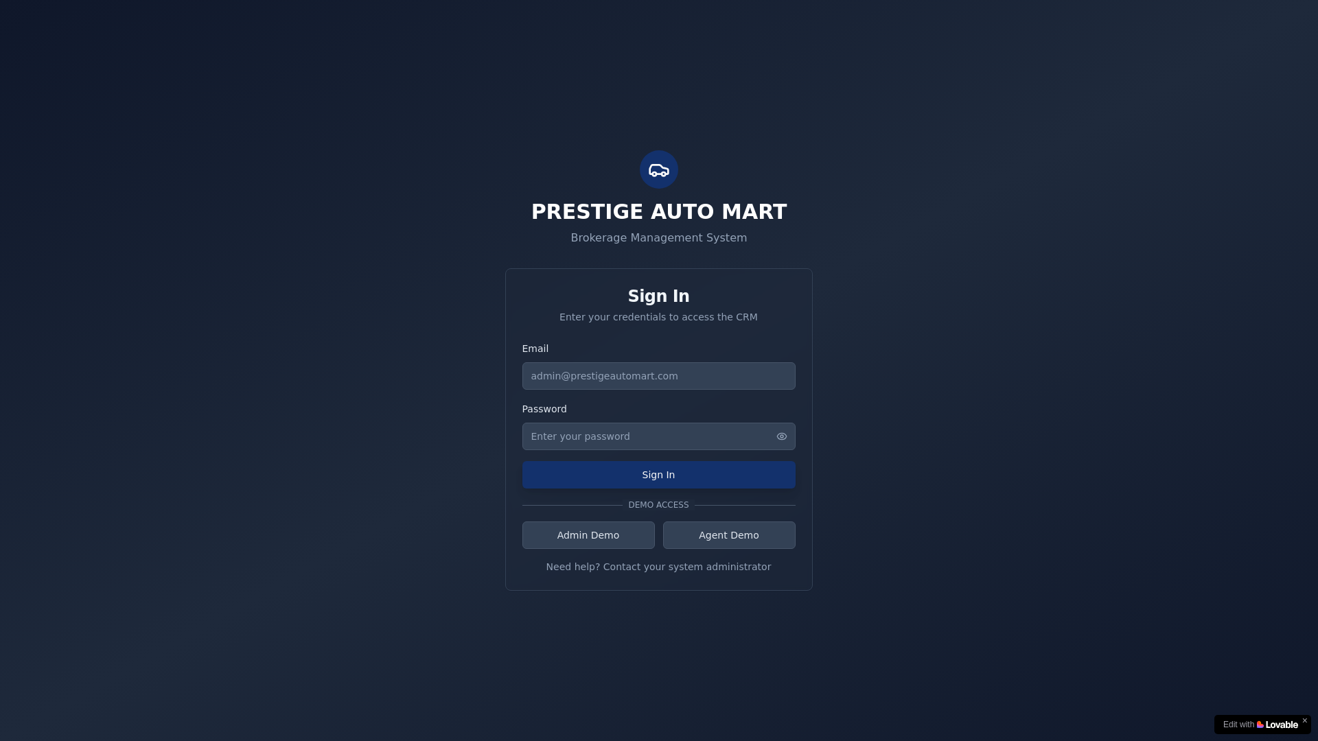website screenshot of https://prestigeautomart.us/