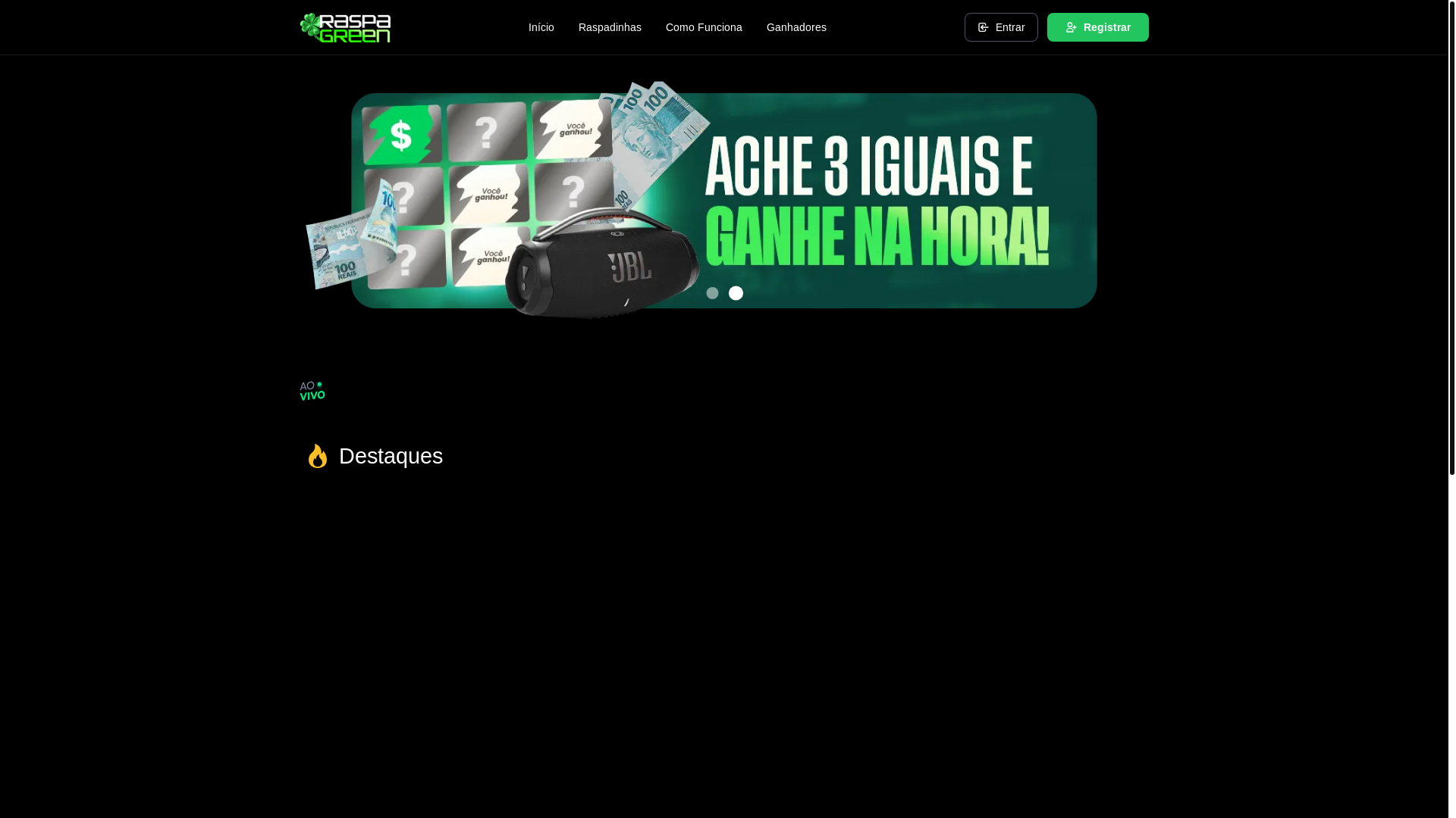 website screenshot of https://cliquedasorte.online/