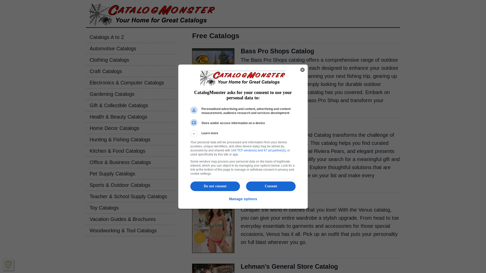 website screenshot of https://www.catalogmonster.com/