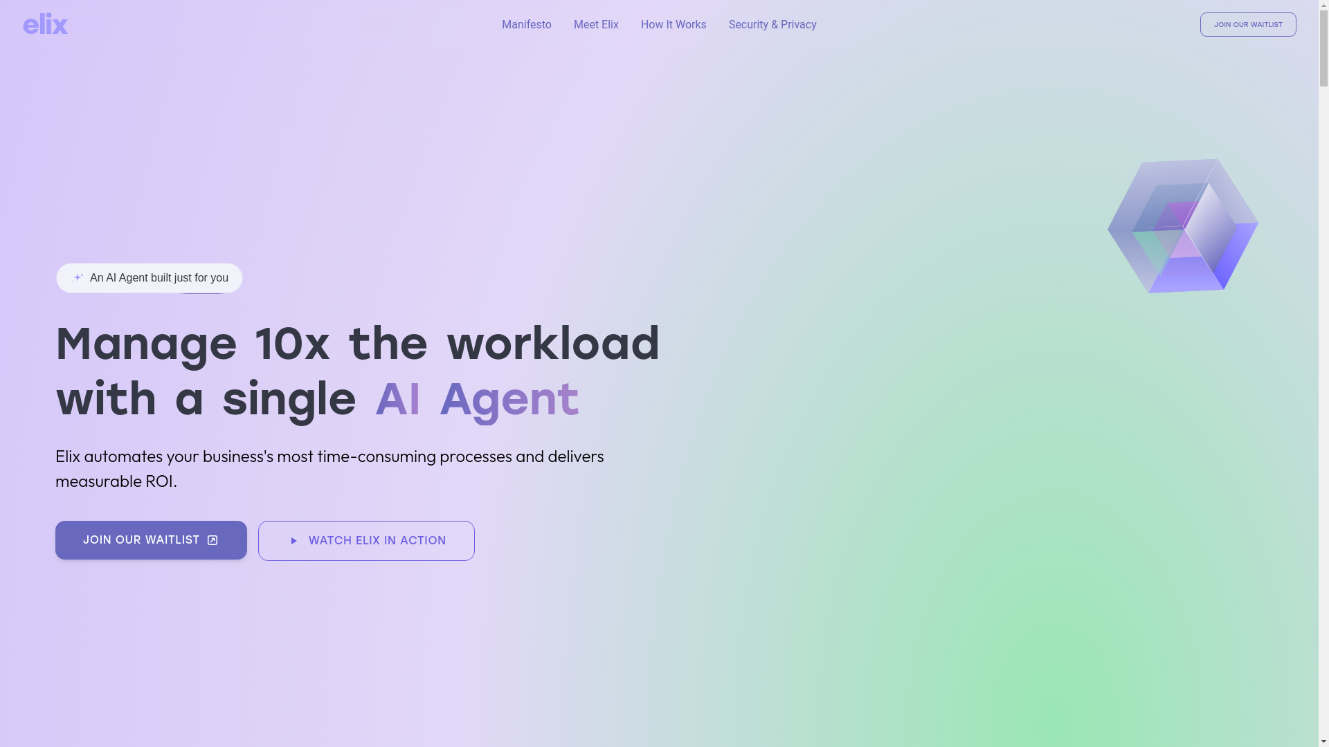 website screenshot of https://elix-landing.pages.dev/