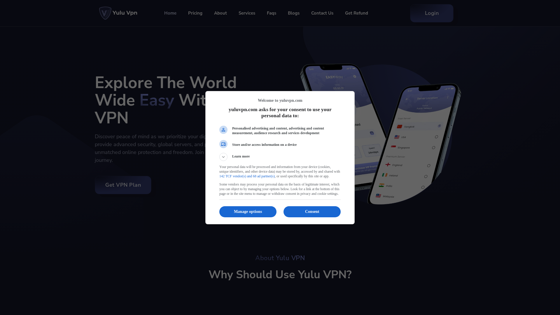website screenshot of http://yuluvpn.com/