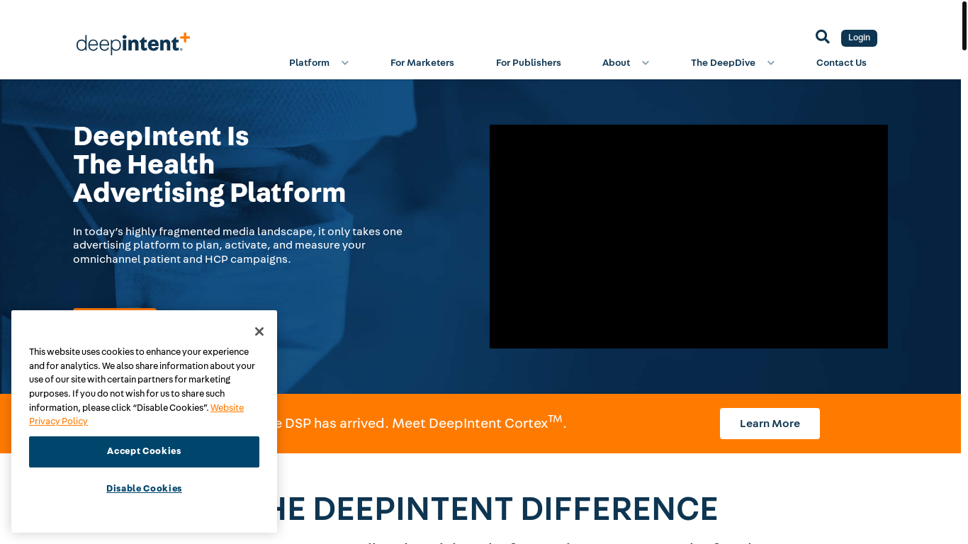 website screenshot of https://deepintent.com/