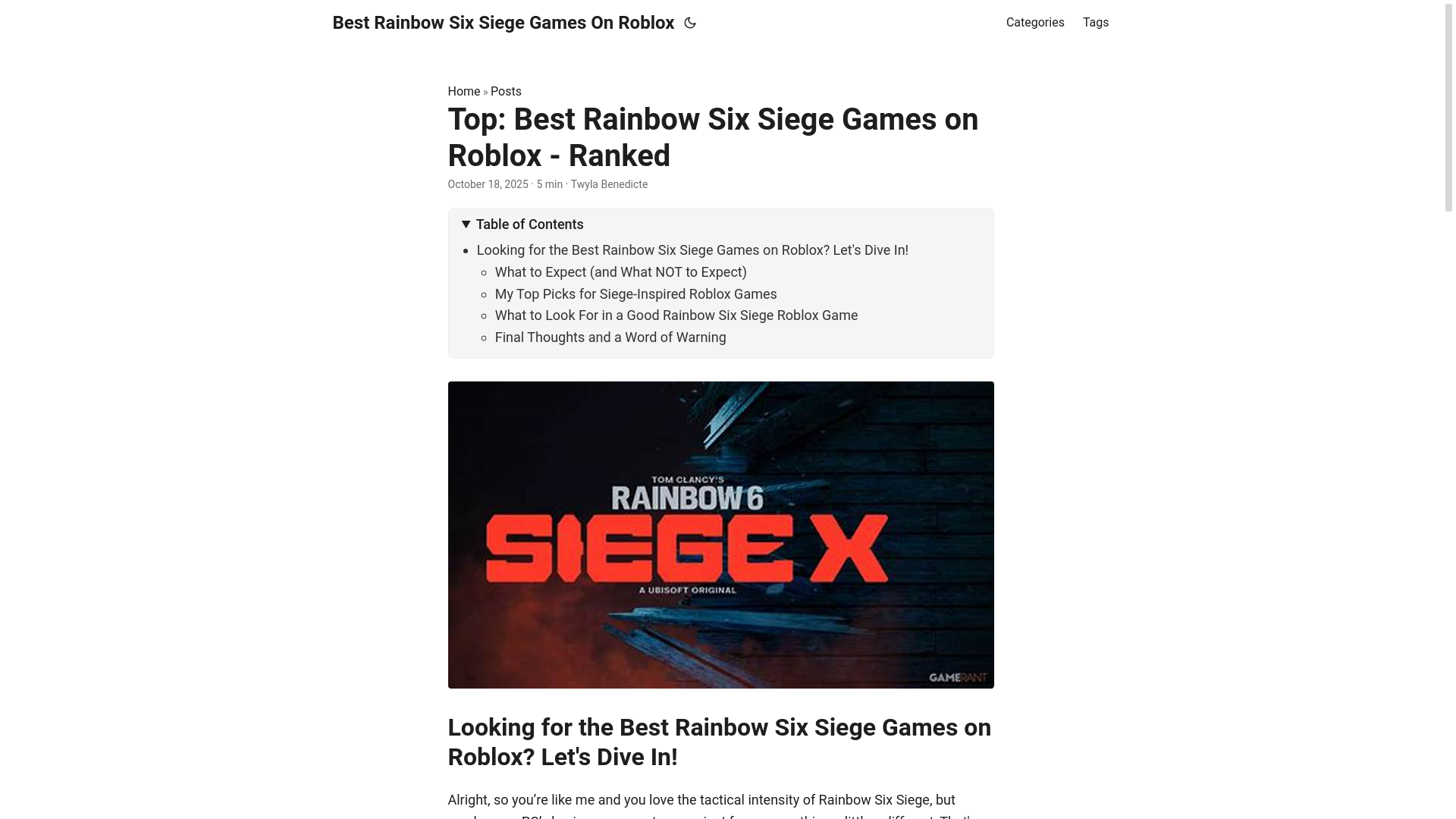 website screenshot of https://best-rainbow-six-siege-games-on-roblox.pages.dev/