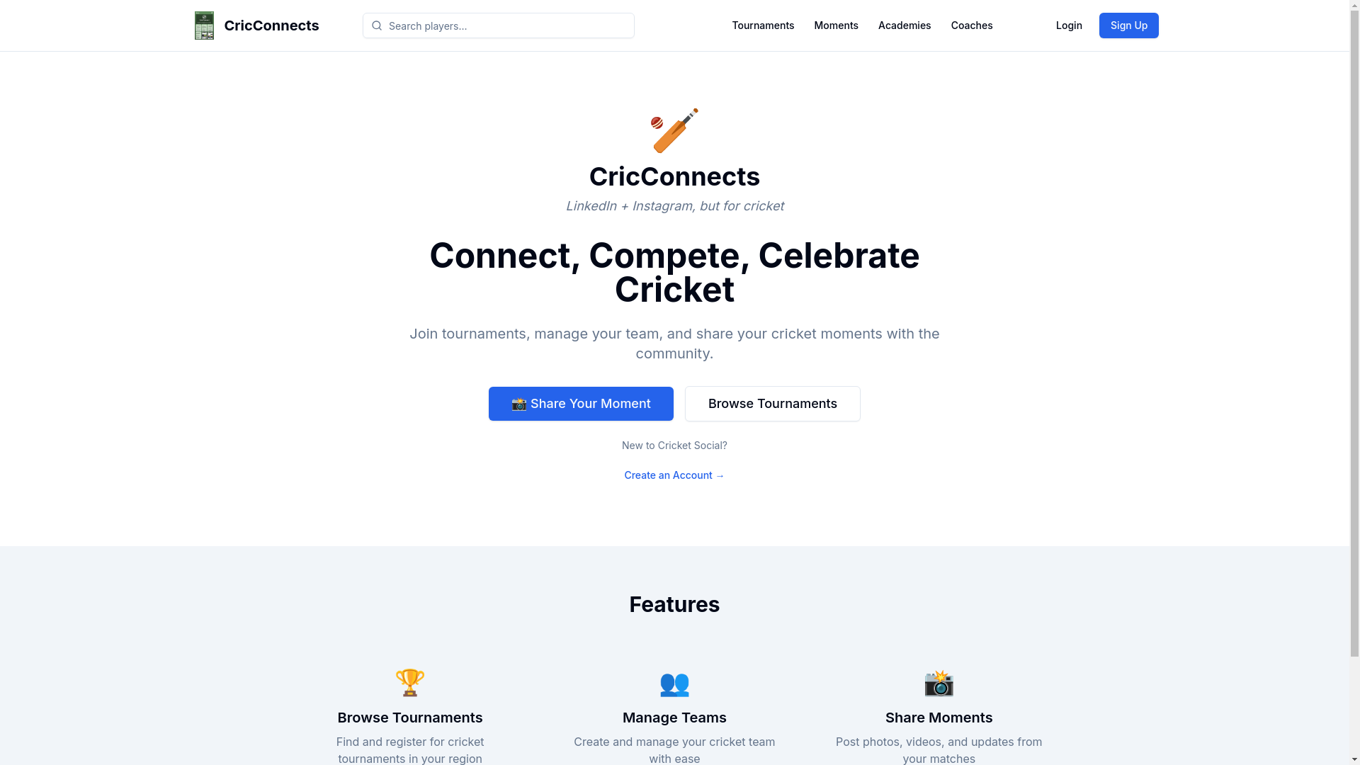 website screenshot of https://cricconnects.com/