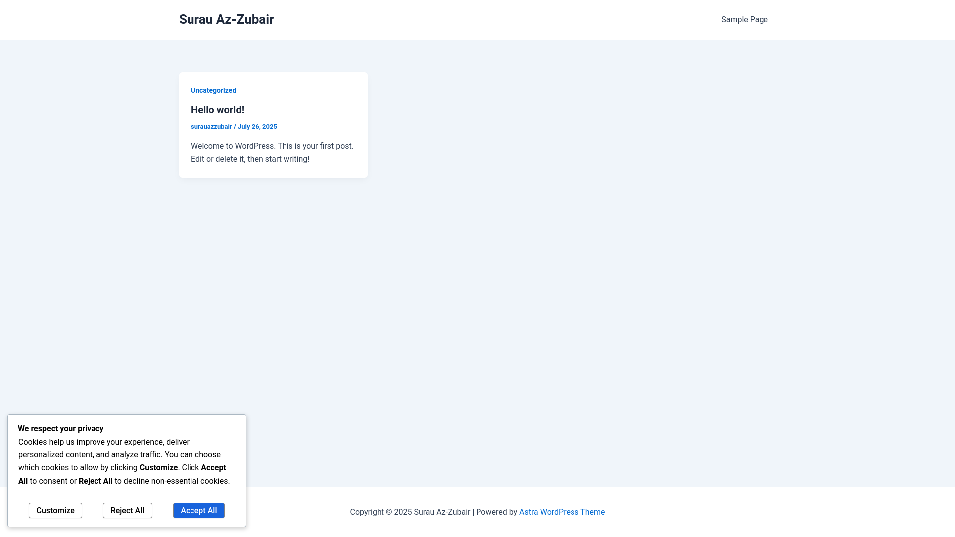 website screenshot of https://surauazzubair.com/