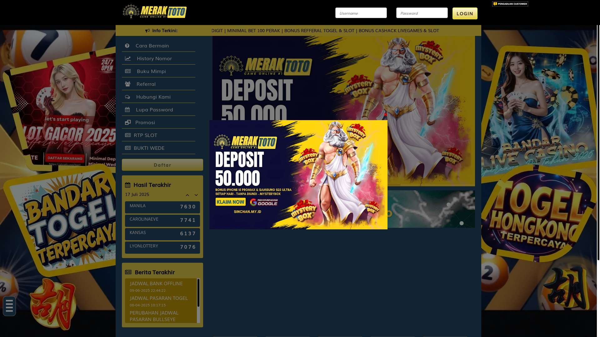 website screenshot of https://meraktoto13.lat/