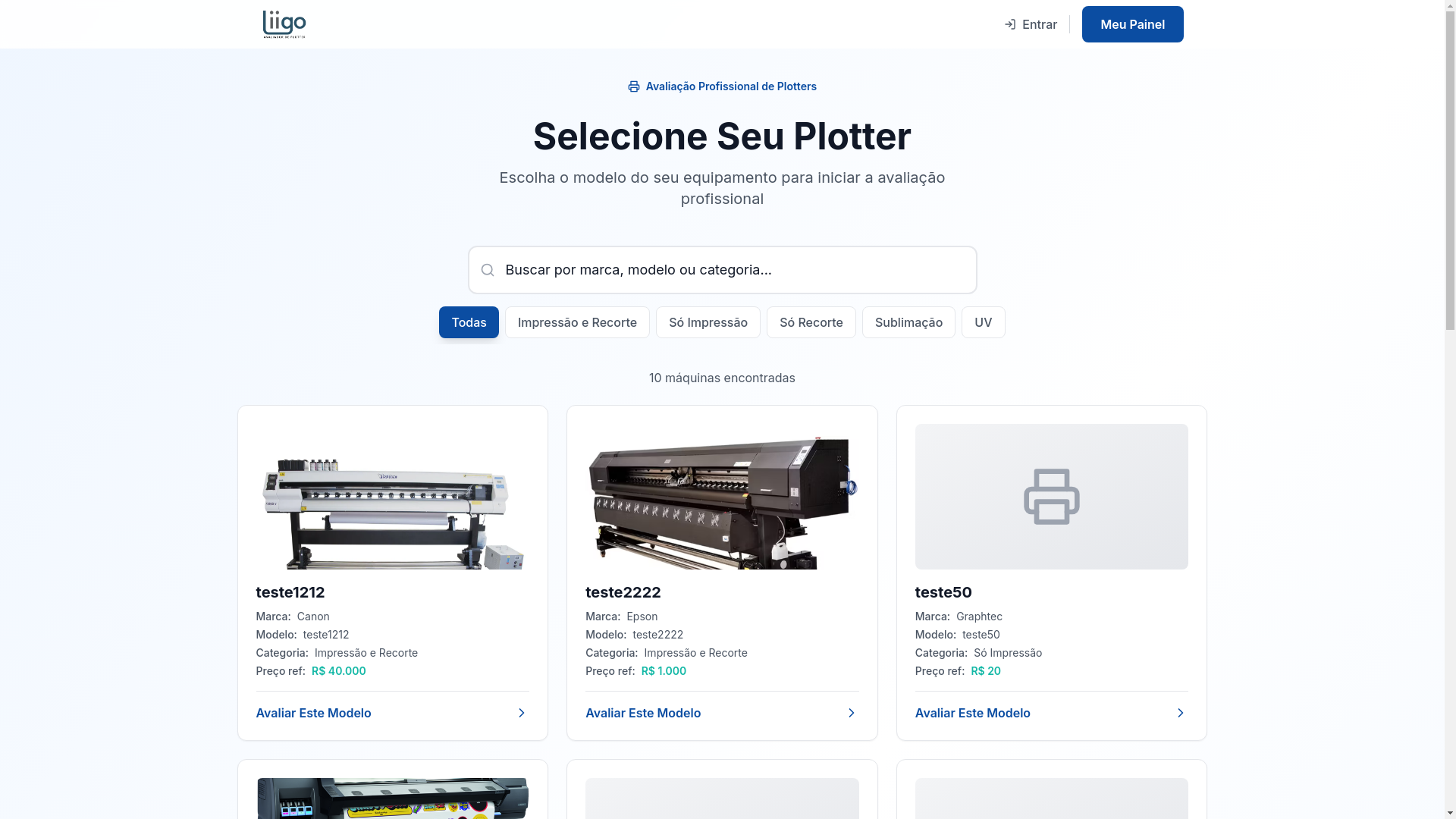 website screenshot of https://tabeladeplotters.com.br/