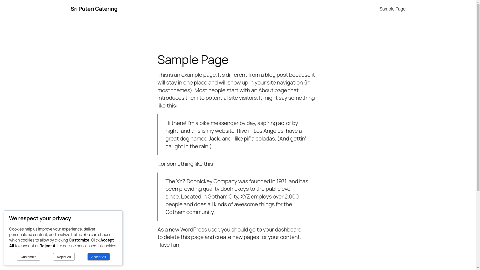 website screenshot of https://sriputericatering.com/