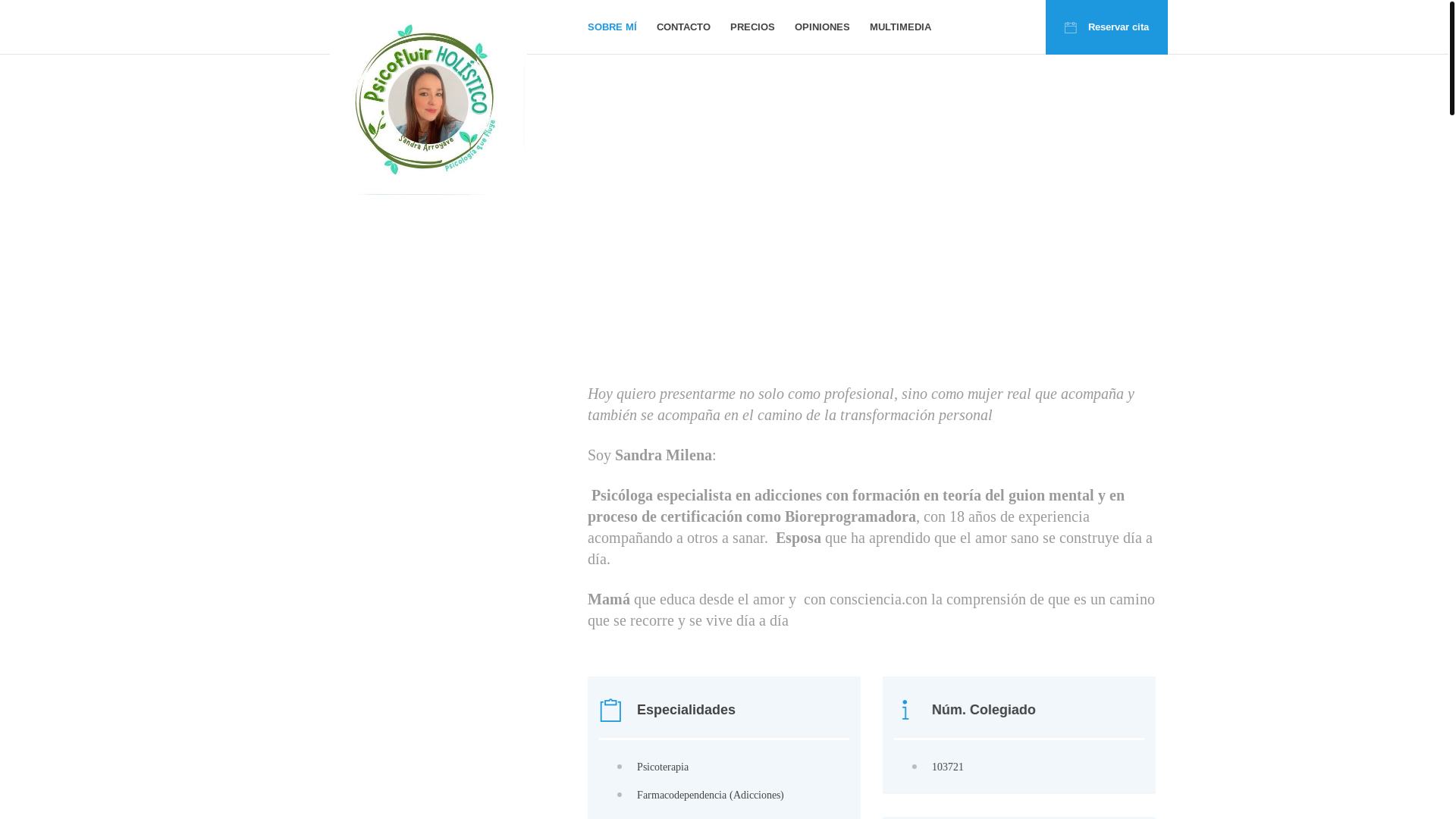 website screenshot of https://terapeutasandraarroyave.com/